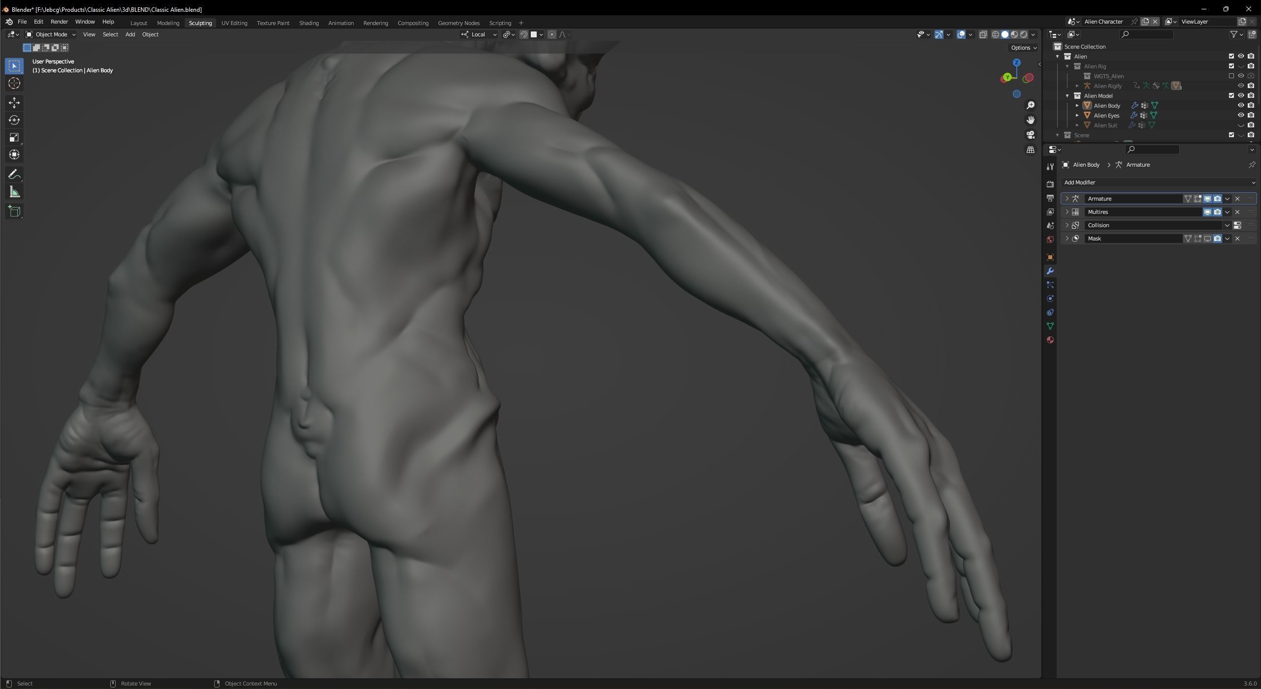 Classic Alien Blender 3D model_28