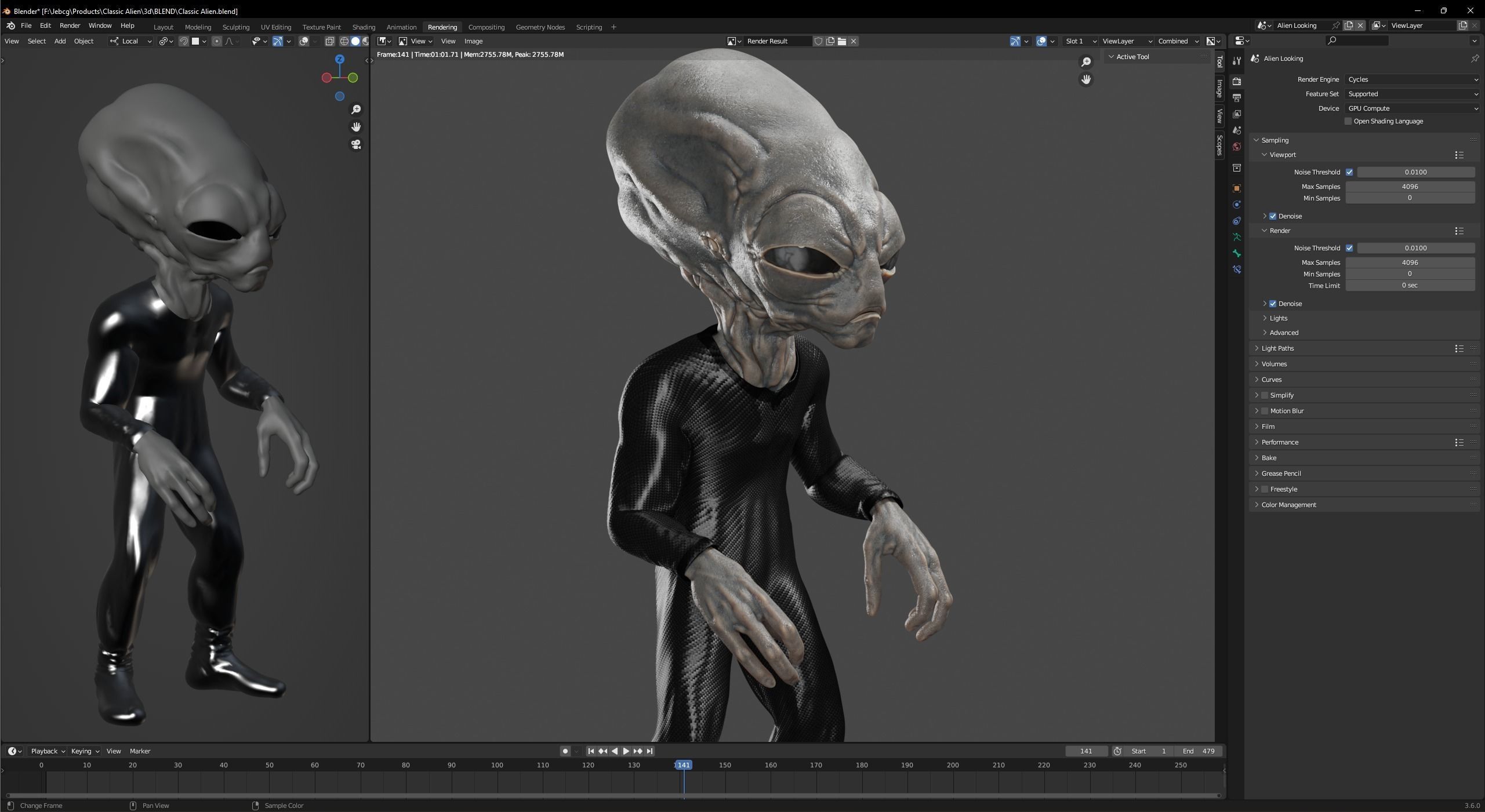 Classic Alien Blender 3D model_40