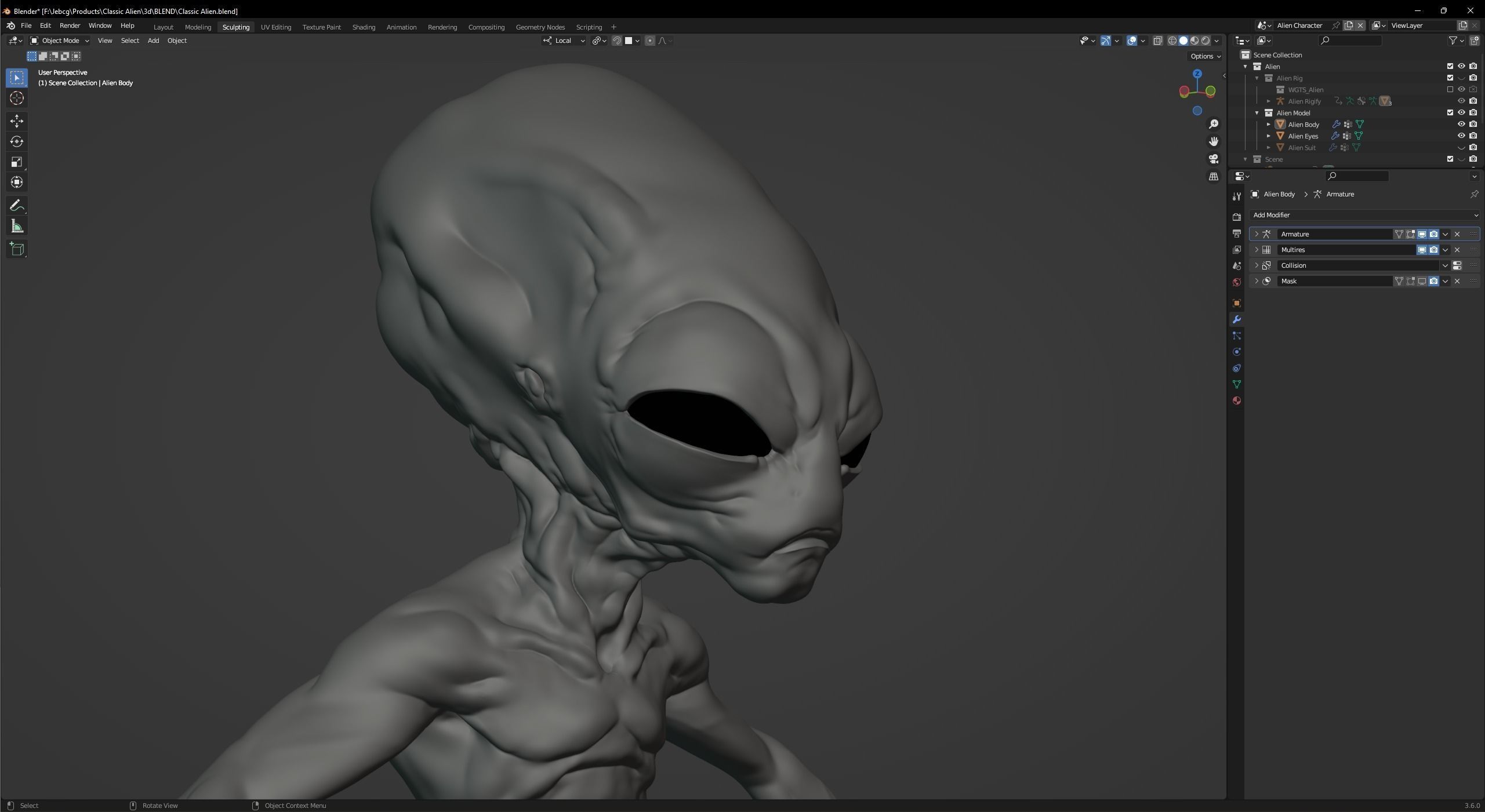 Classic Alien Blender 3D model_24