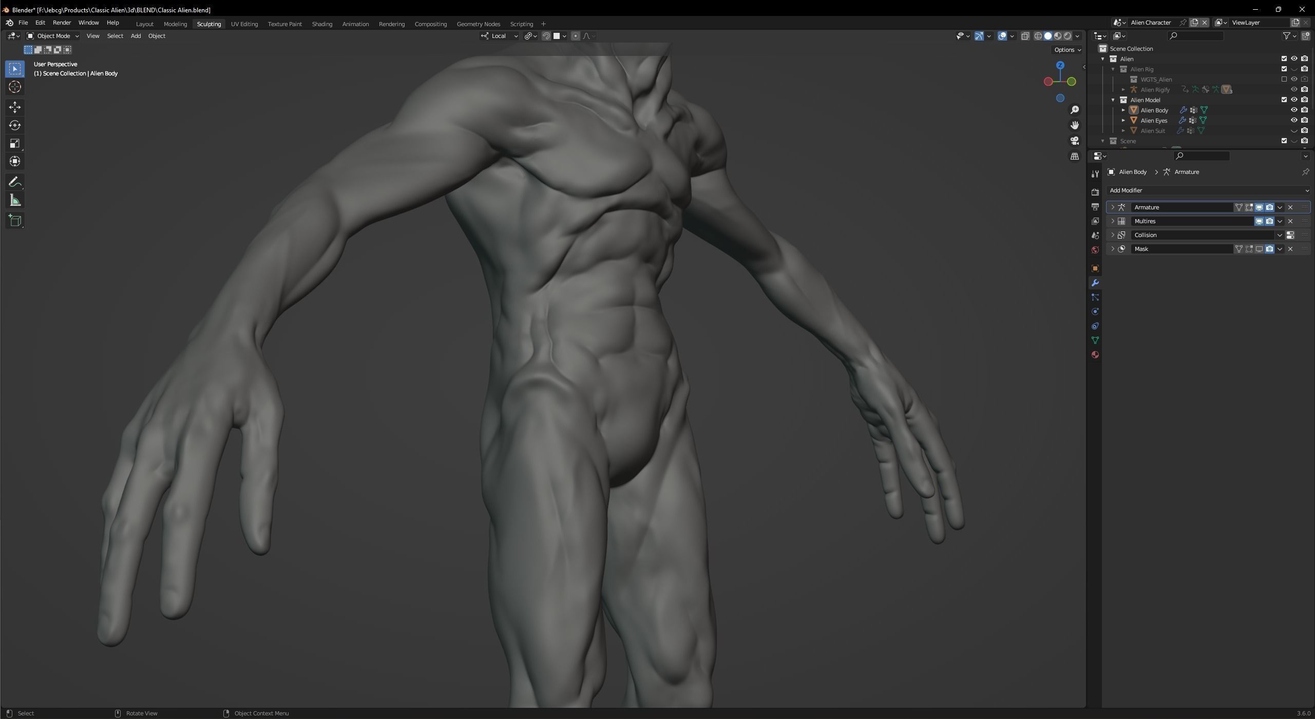 Classic Alien Blender 3D model_25