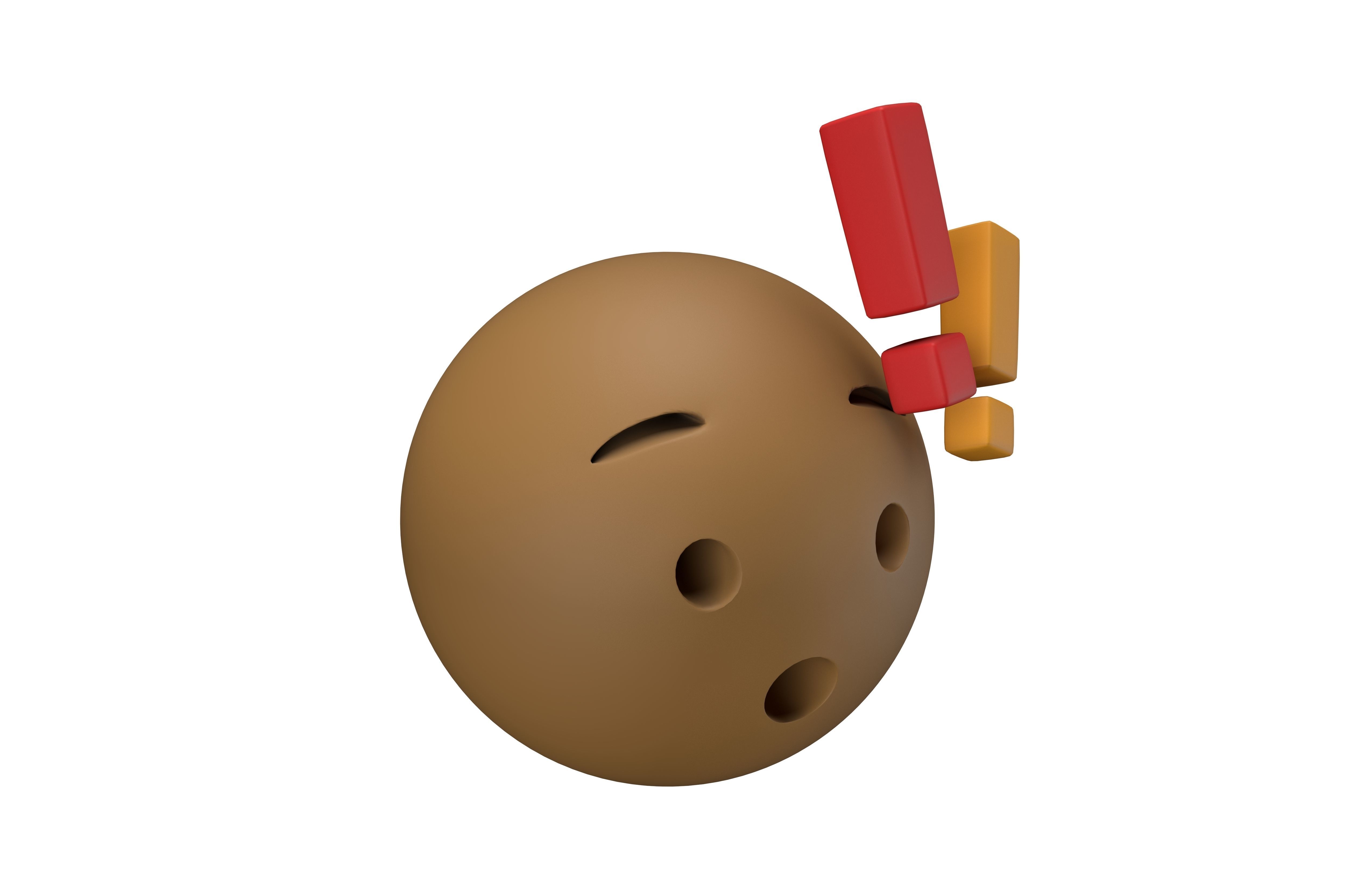 Hushed Face with Exclamation Mark v1 002 Low-poly 3D model_3