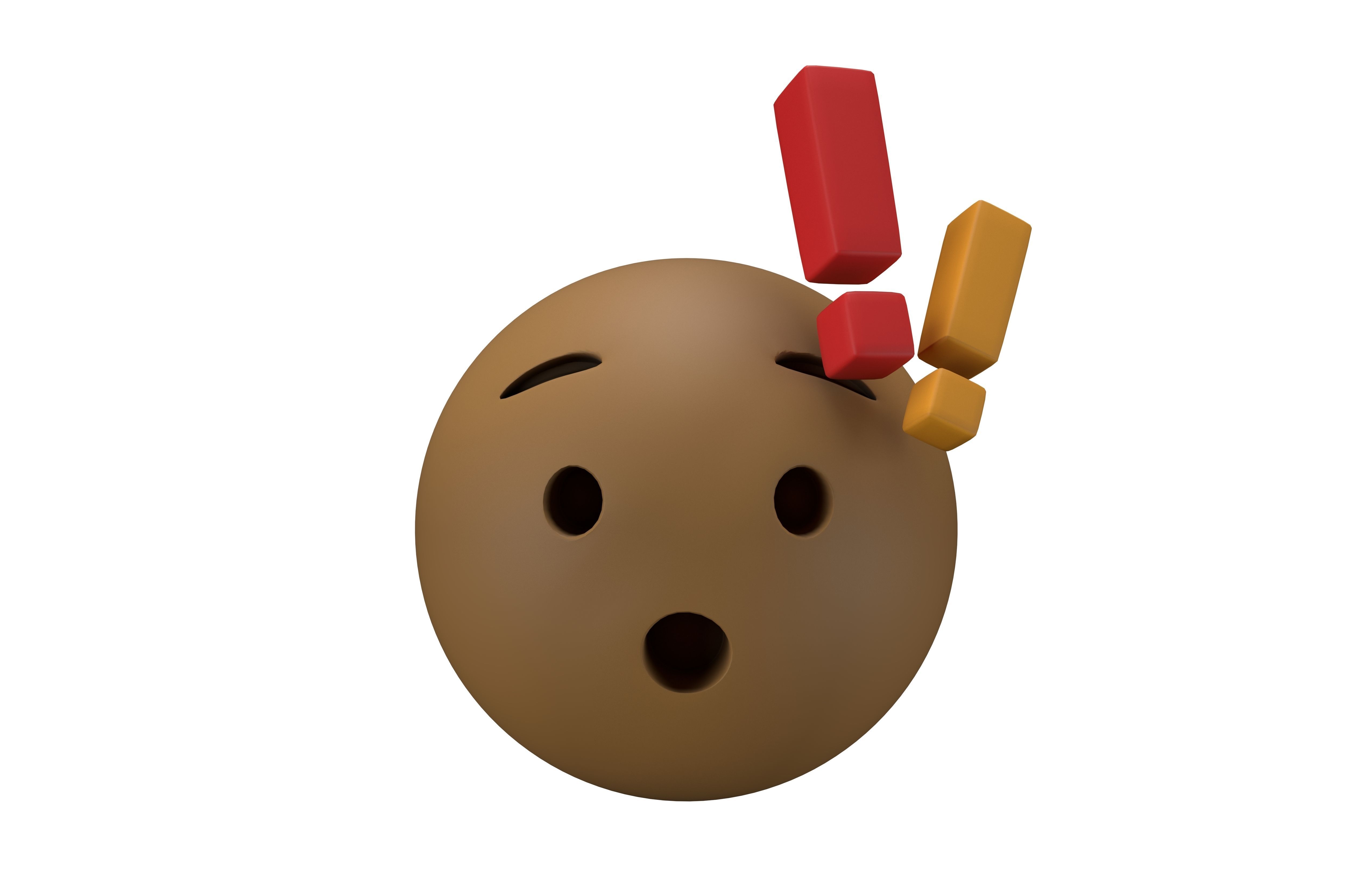 Hushed Face with Exclamation Mark v1 002 Low-poly 3D model_2