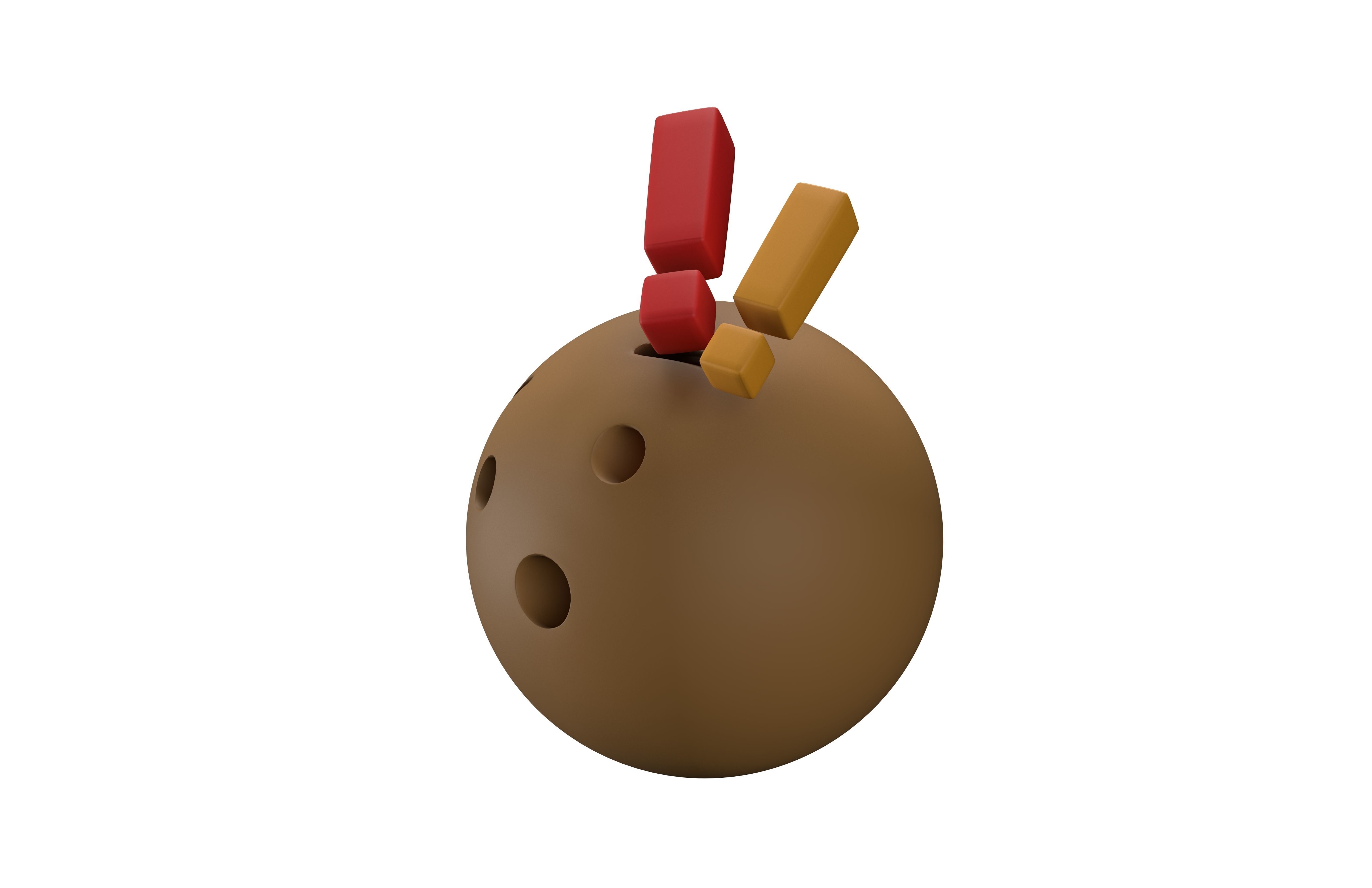 Hushed Face with Exclamation Mark v1 002 Low-poly 3D model_1