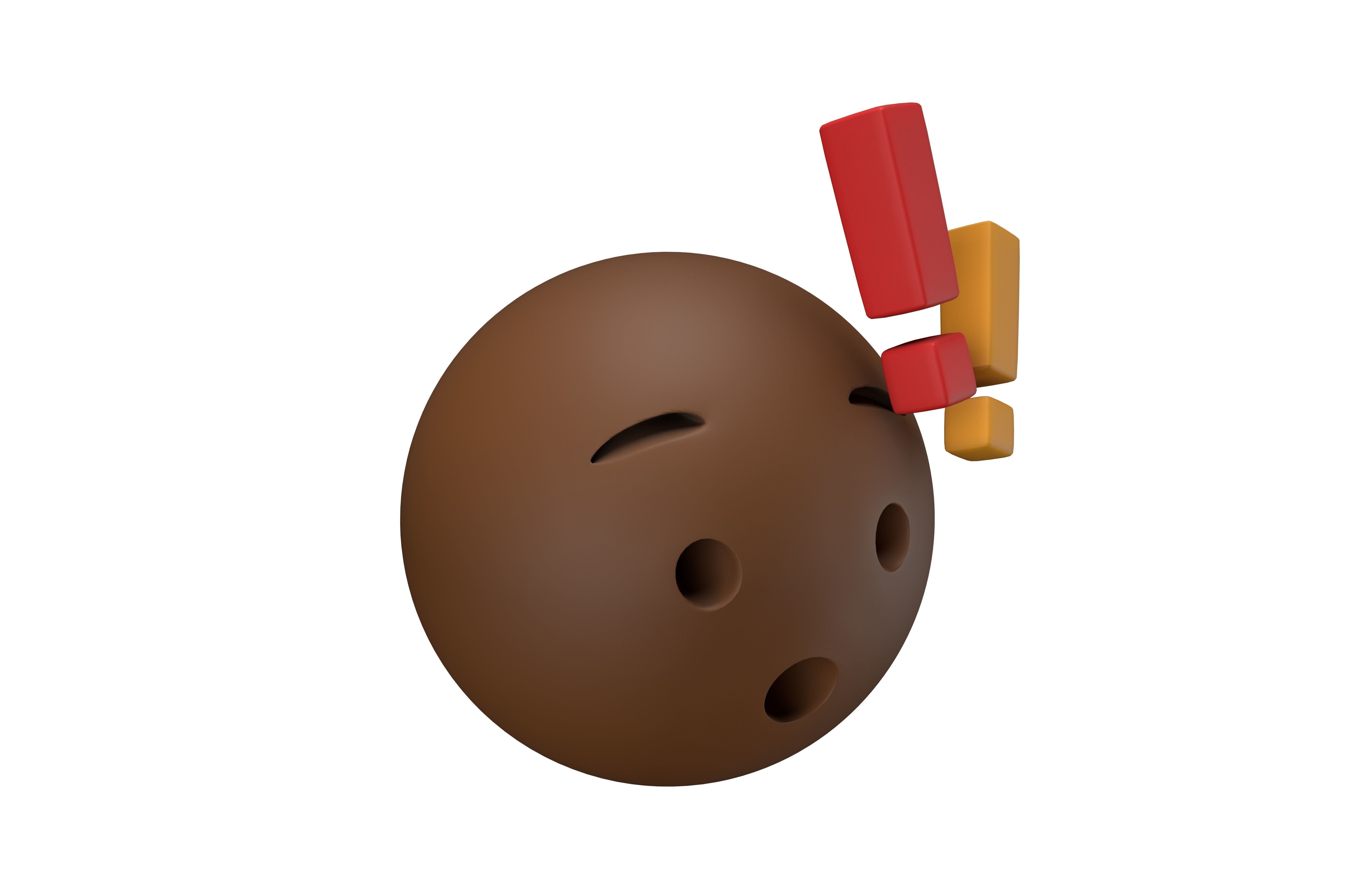 Hushed Face with Exclamation Mark v1 003 Low-poly 3D model_3