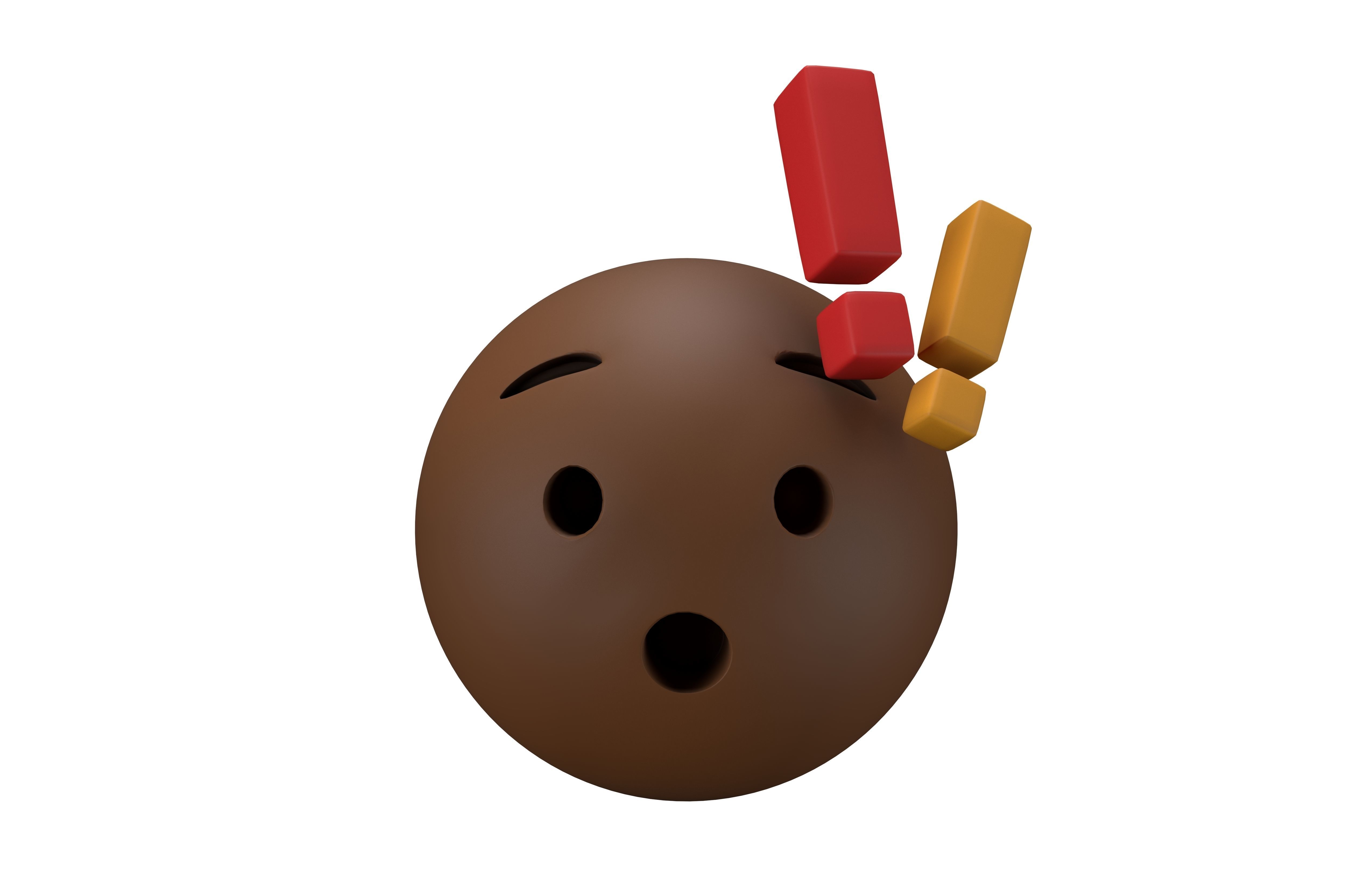 Hushed Face with Exclamation Mark v1 003 Low-poly 3D model_2