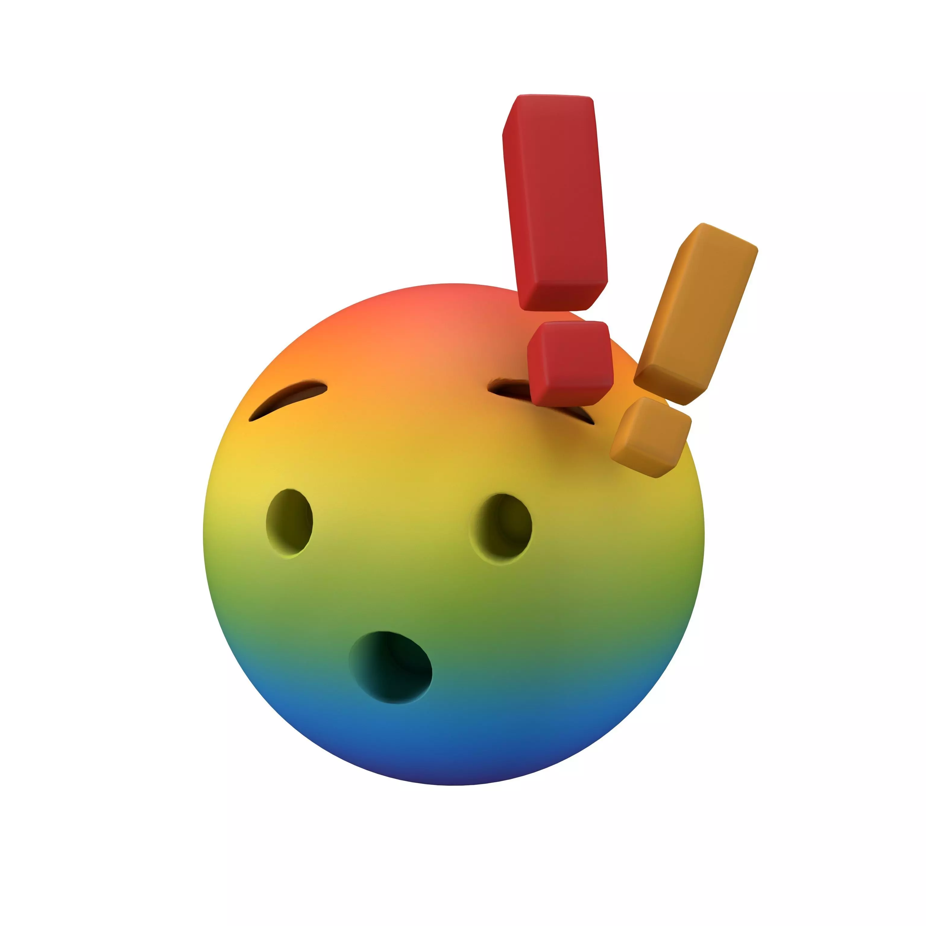 Hushed Face with Exclamation Mark v1 004 Low-poly 3D model_0