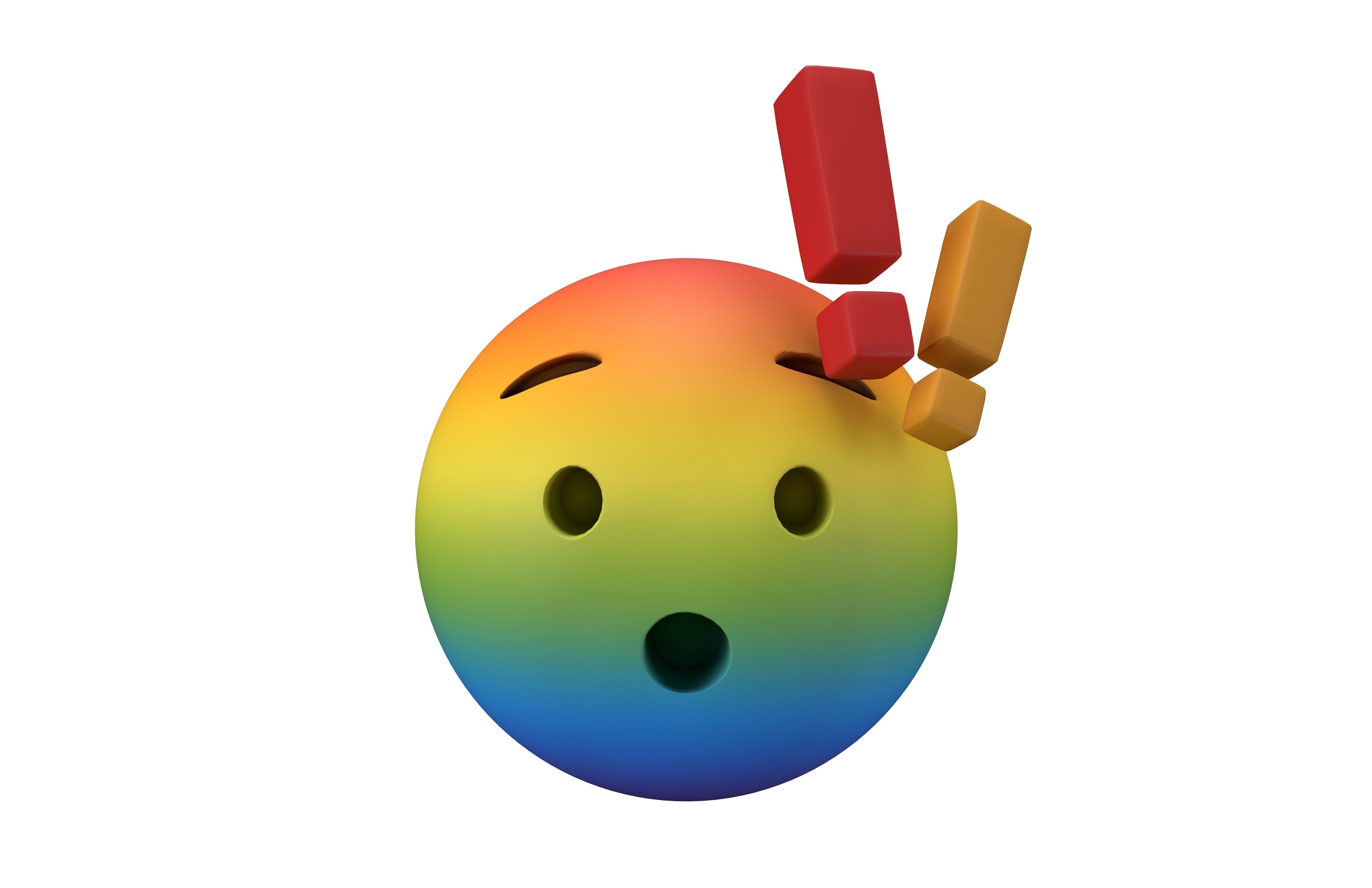 Hushed Face with Exclamation Mark v1 004 Low-poly 3D model_1