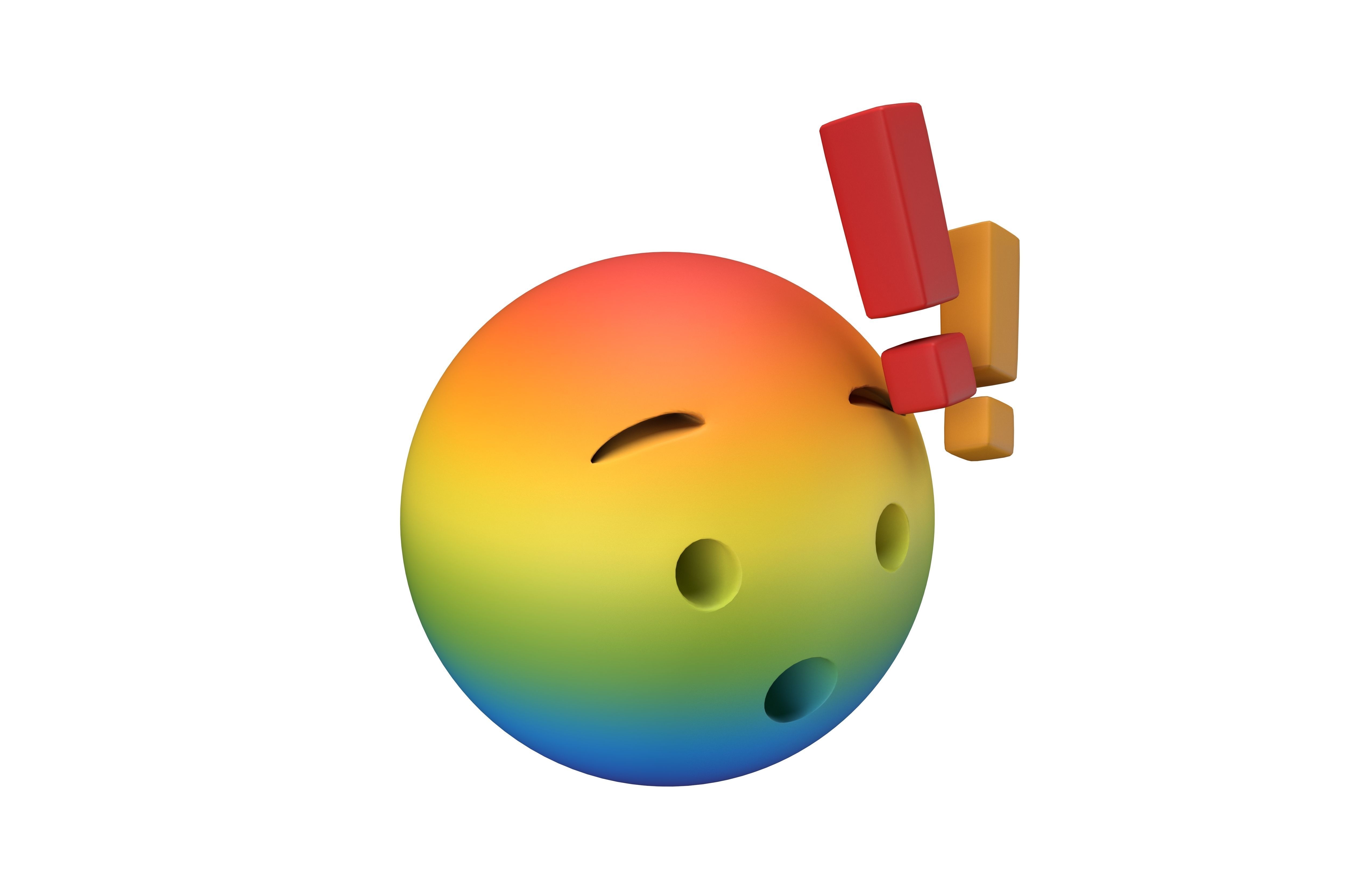 Hushed Face with Exclamation Mark v1 004 Low-poly 3D model_2