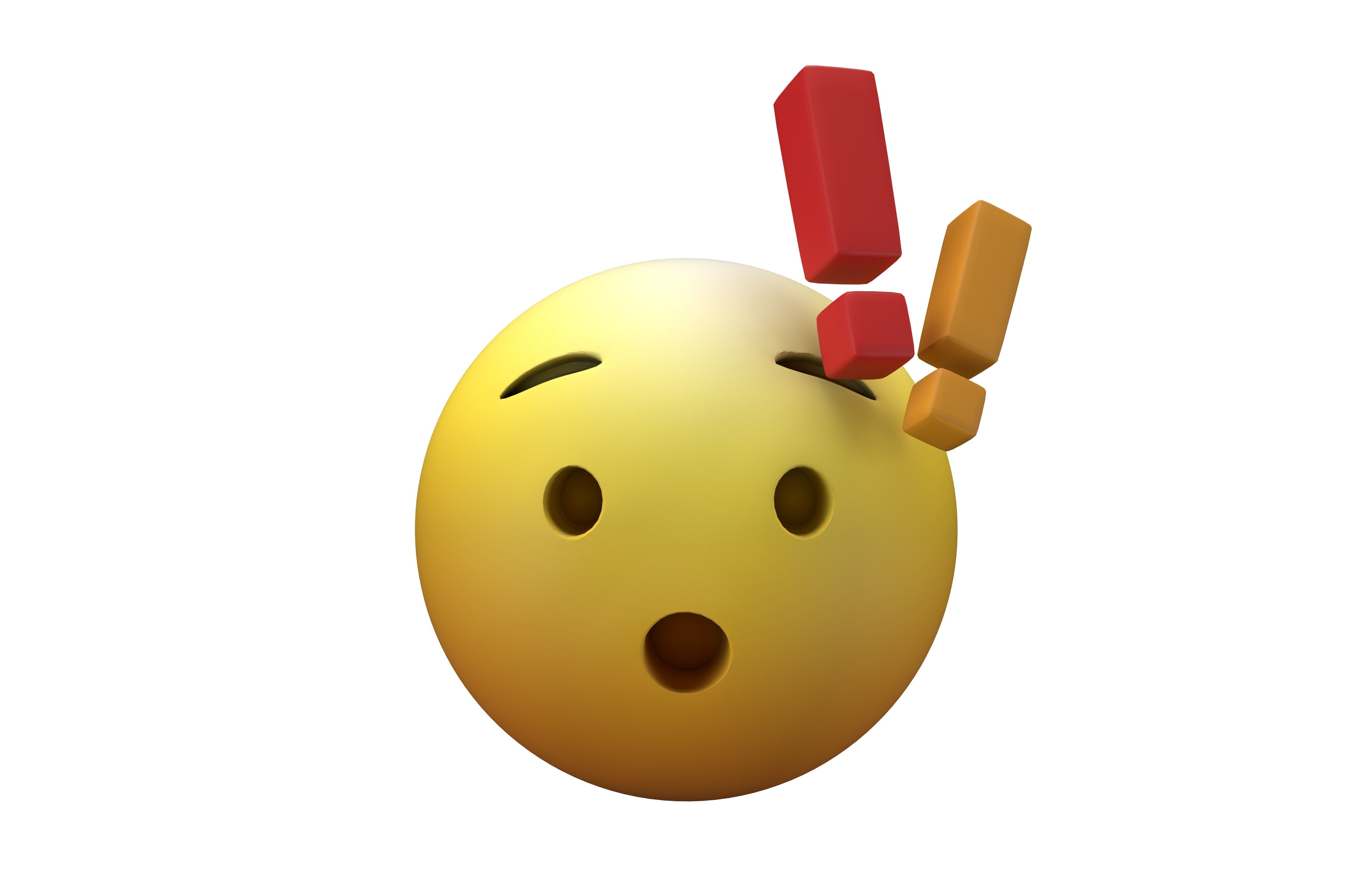 Hushed Face with Exclamation Mark v1 005 Low-poly 3D model_1