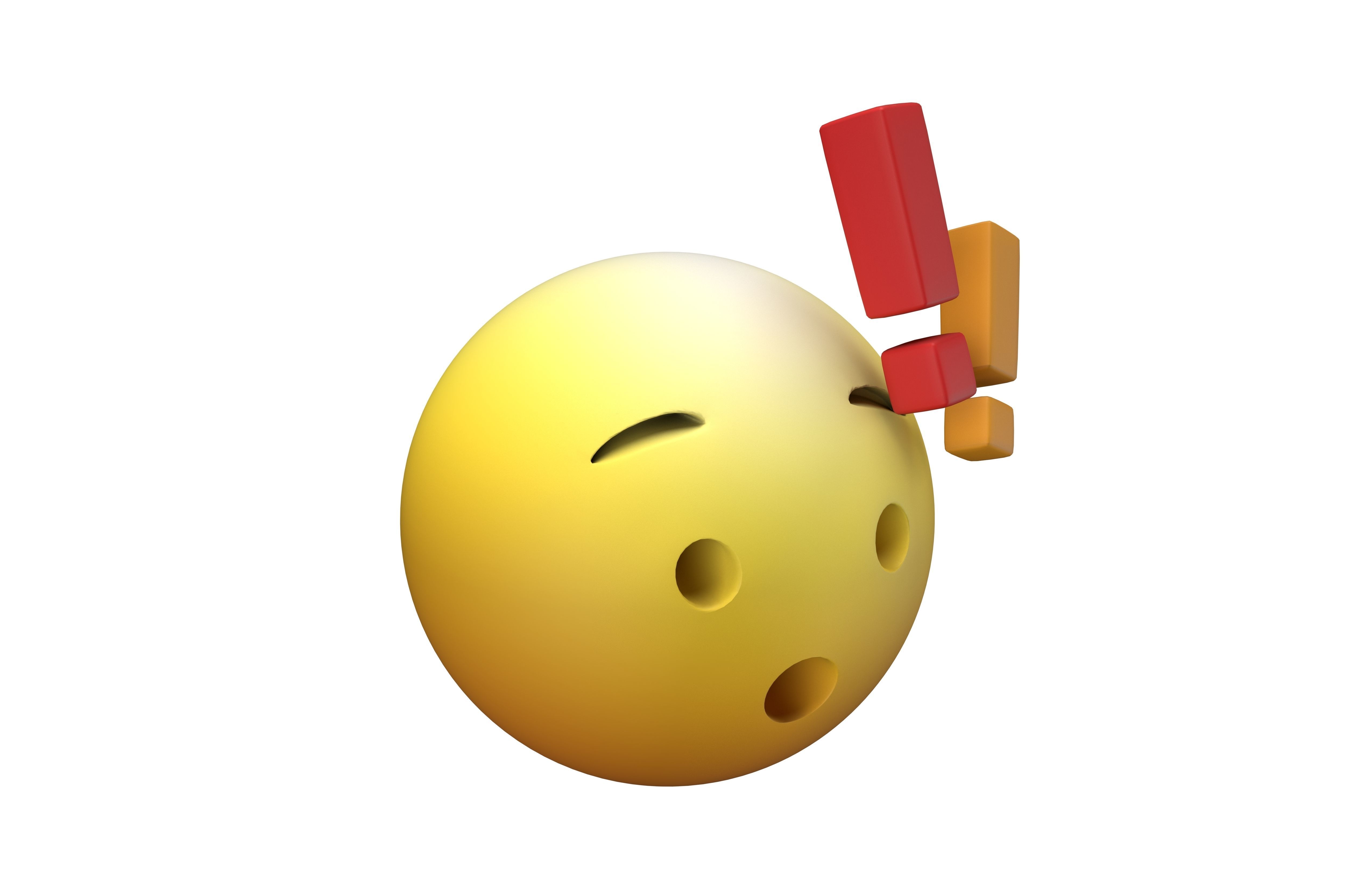 Hushed Face with Exclamation Mark v1 005 Low-poly 3D model_2