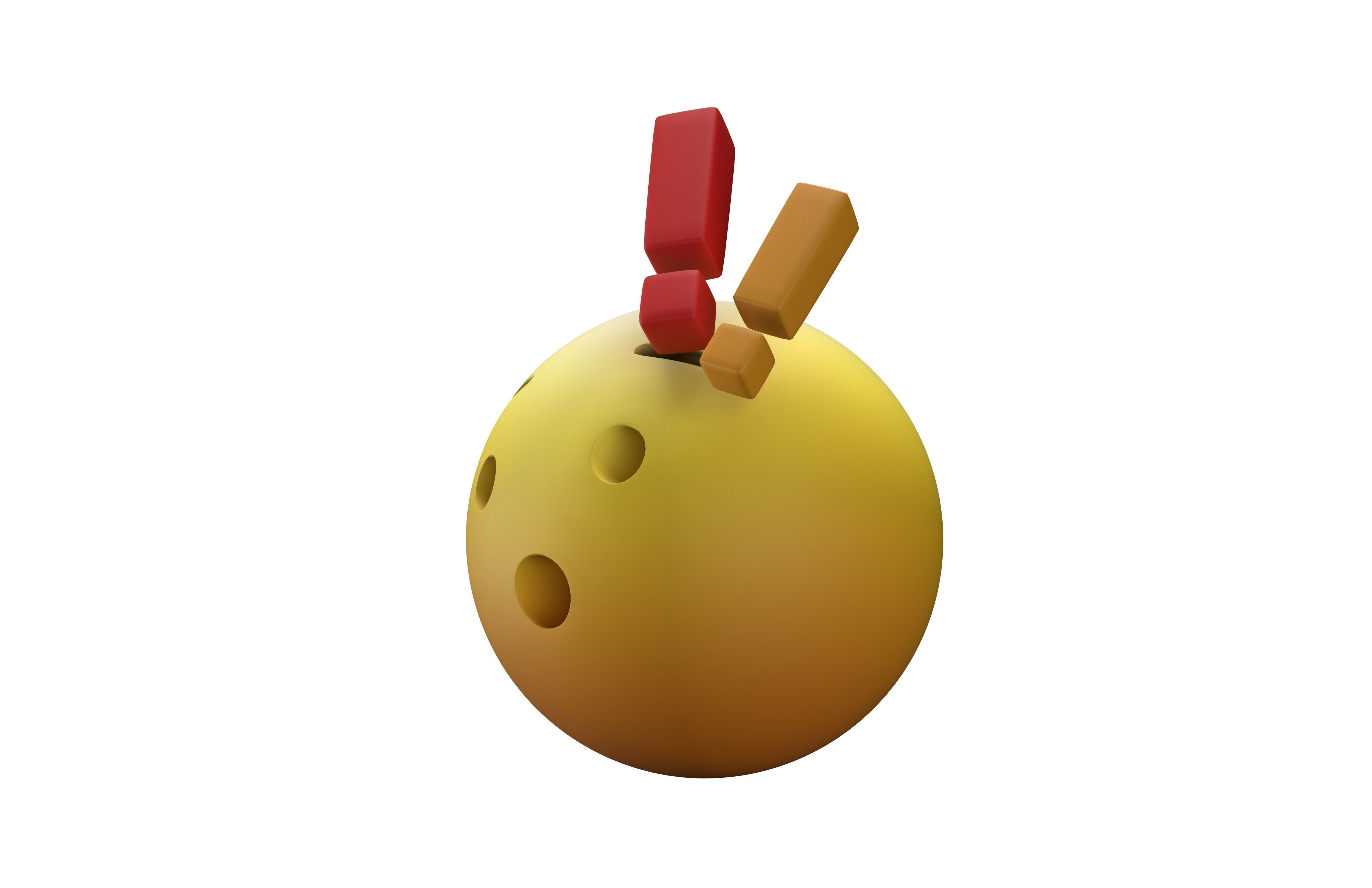 Hushed Face with Exclamation Mark v1 005 Low-poly 3D model_3