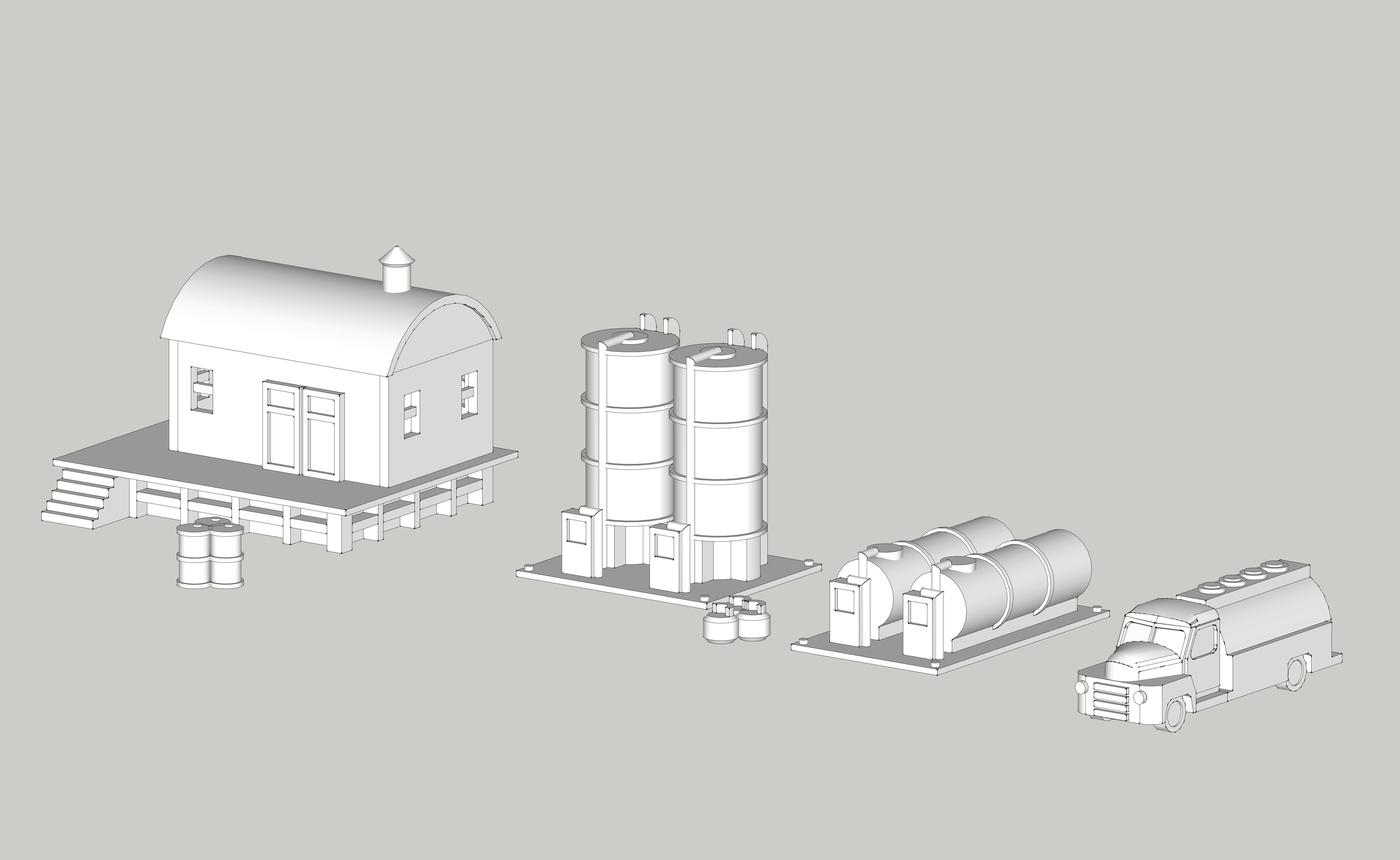 Industrial Small Fuel Tank Set by Outland Models Low-poly 3D model_1