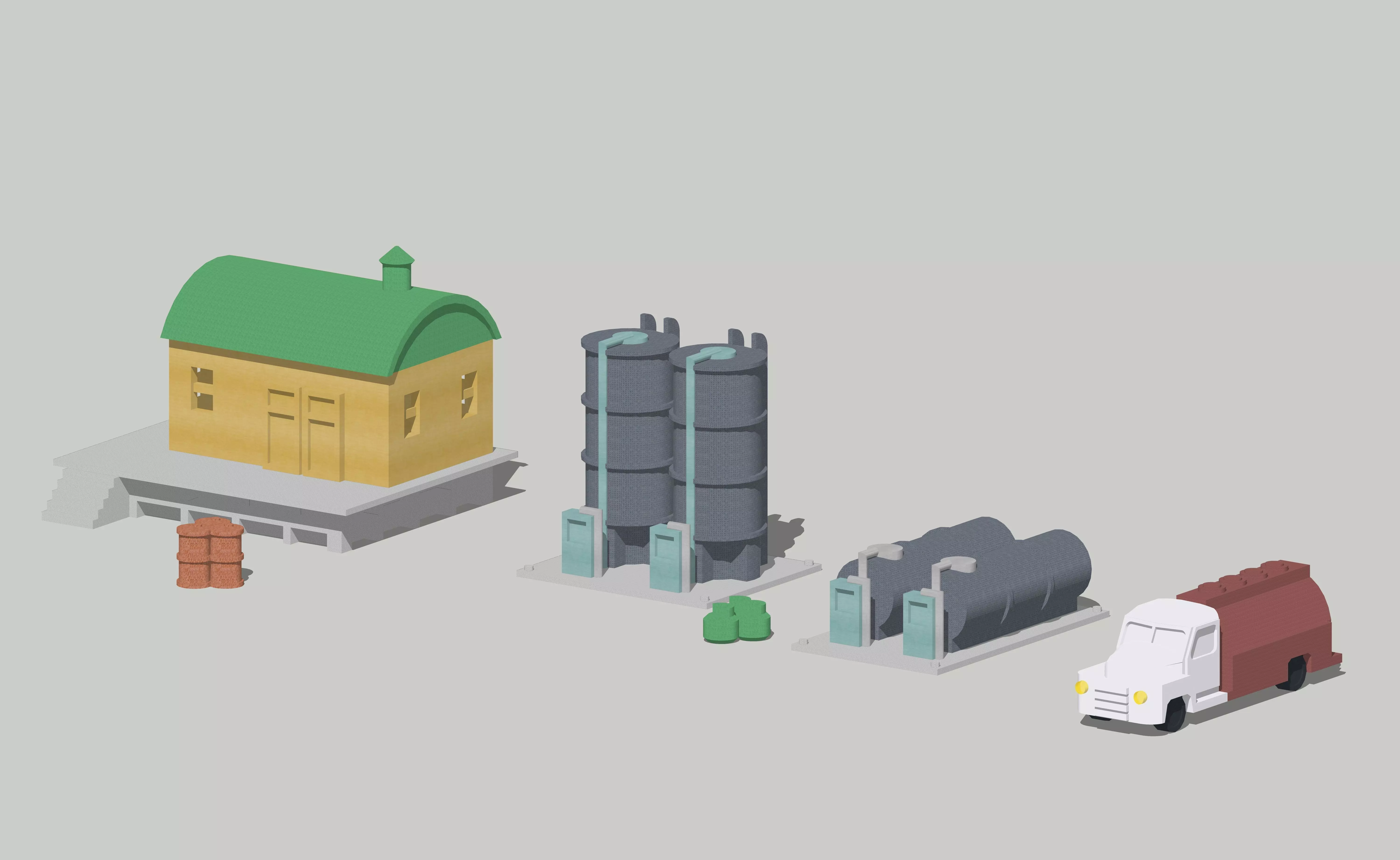Industrial Small Fuel Tank Set by Outland Models Low-poly 3D model_0