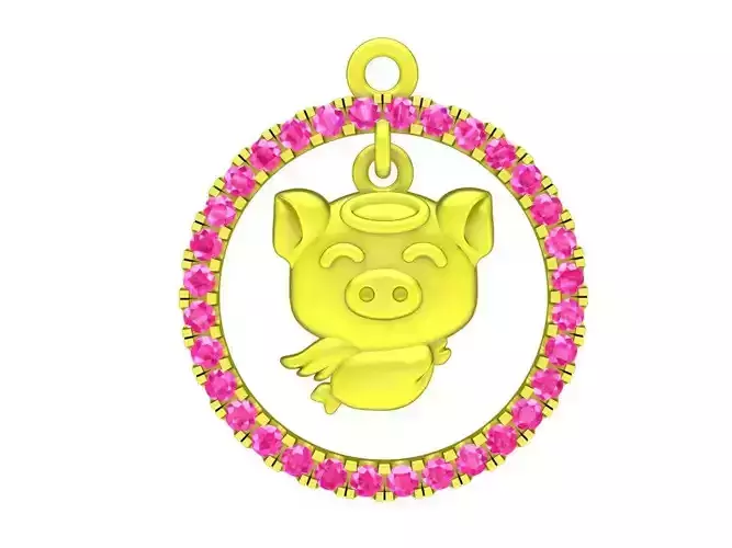 6997 Diamond Angel Pig Pendant 