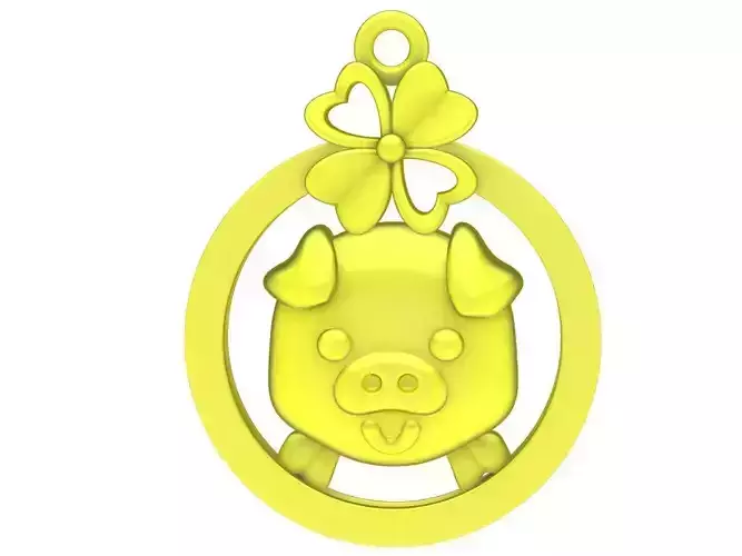7000 Kute four leaf clover kute pig pendant