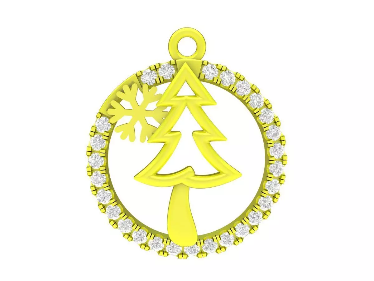 7007 Diamond Christmas Tree Pendant 3D print model_0