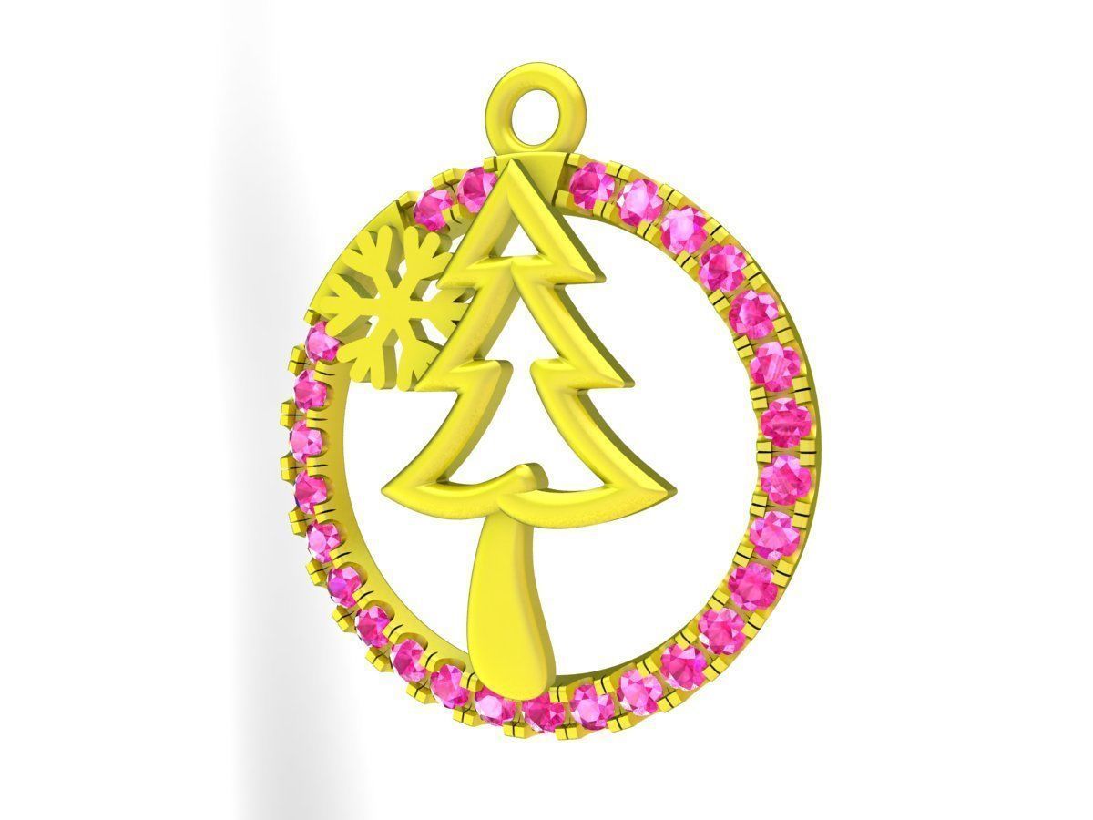 7007 Diamond Christmas Tree Pendant 3D print model_5