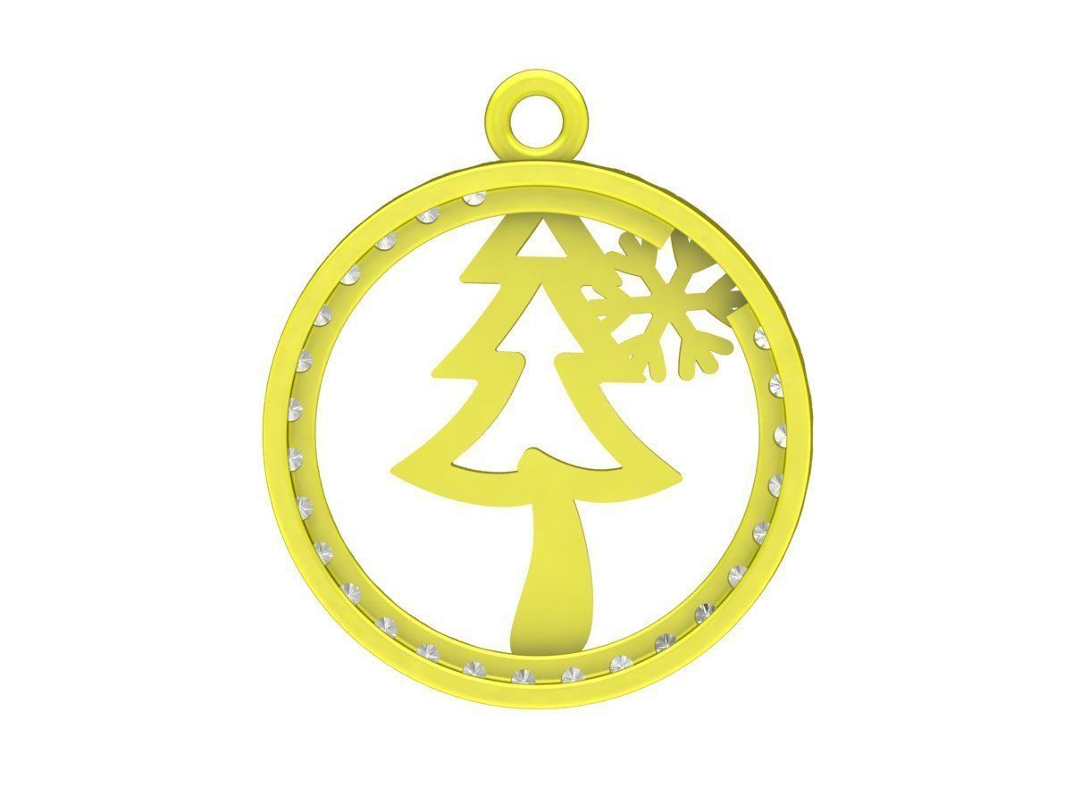 7007 Diamond Christmas Tree Pendant 3D print model_3