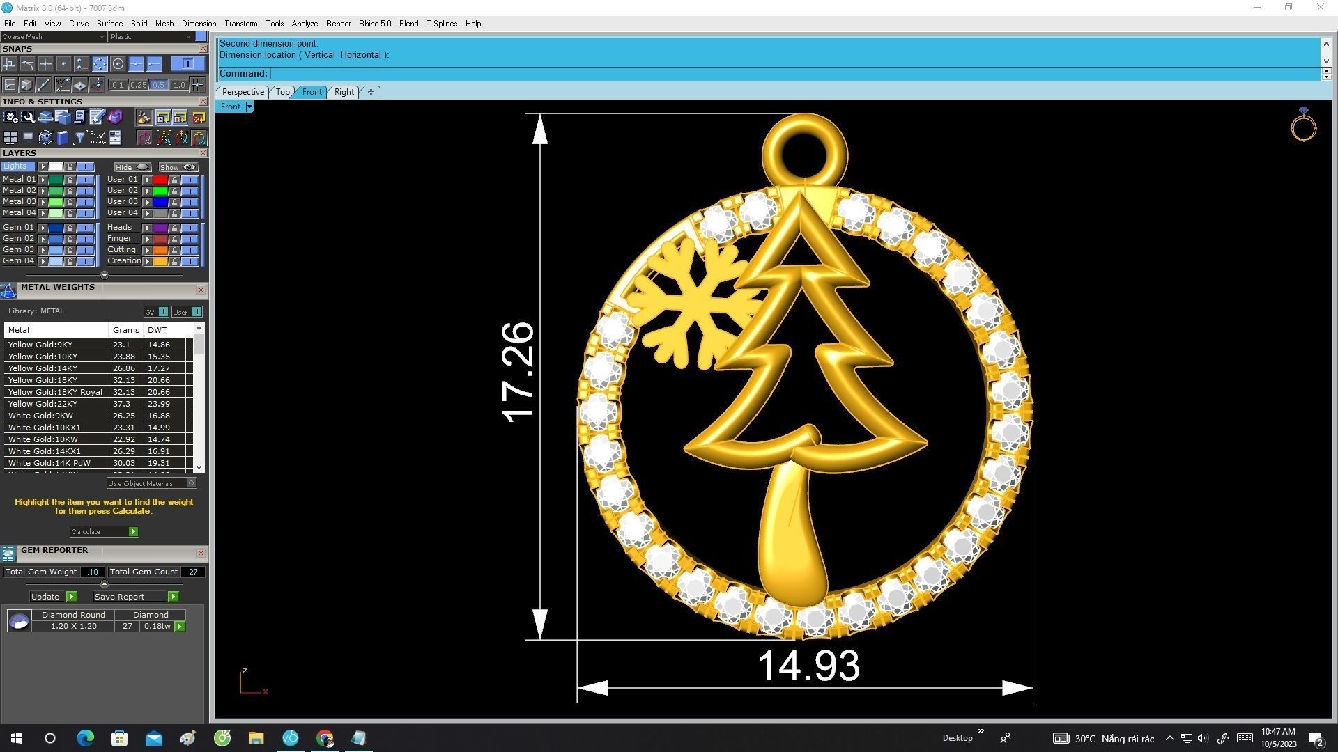 7007 Diamond Christmas Tree Pendant 3D print model_7