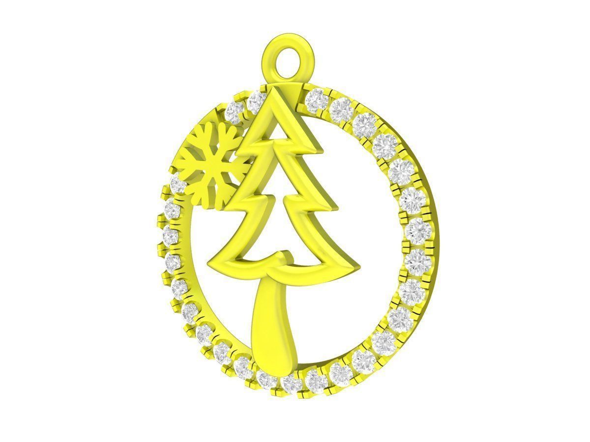 7007 Diamond Christmas Tree Pendant 3D print model_4