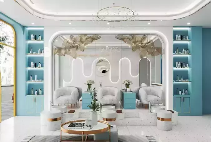 Luxury Spa interior design with beautiful beach colors 