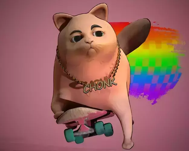 Cat Chonk stylized handpainted Low-poly 3D model