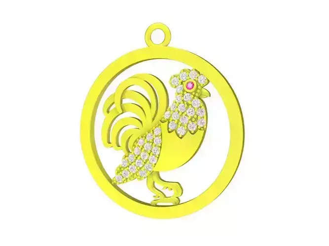 7014 Rooster Diamond Women Pendant 