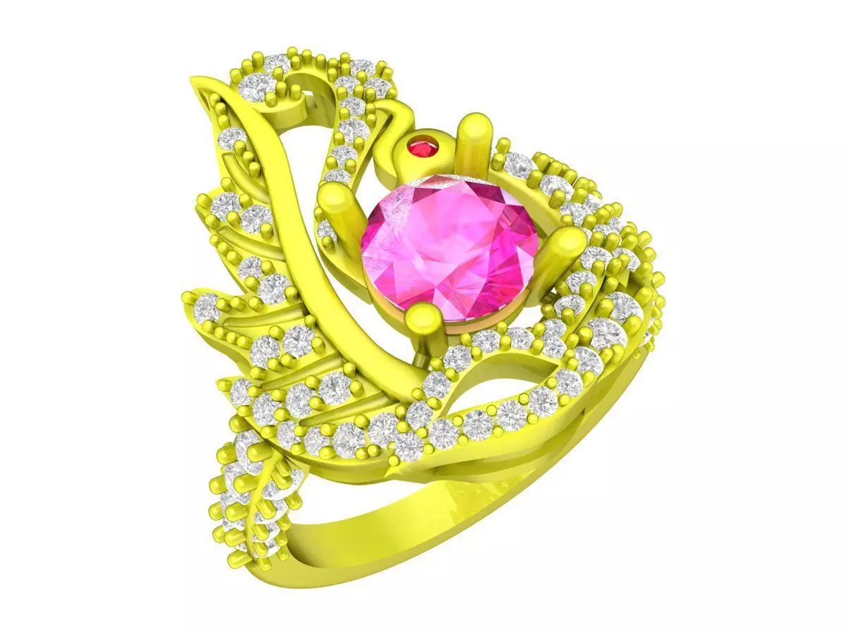 Luxury Floral Swirl Diamond Ring 3D Jewelry Model 6994 3D print model