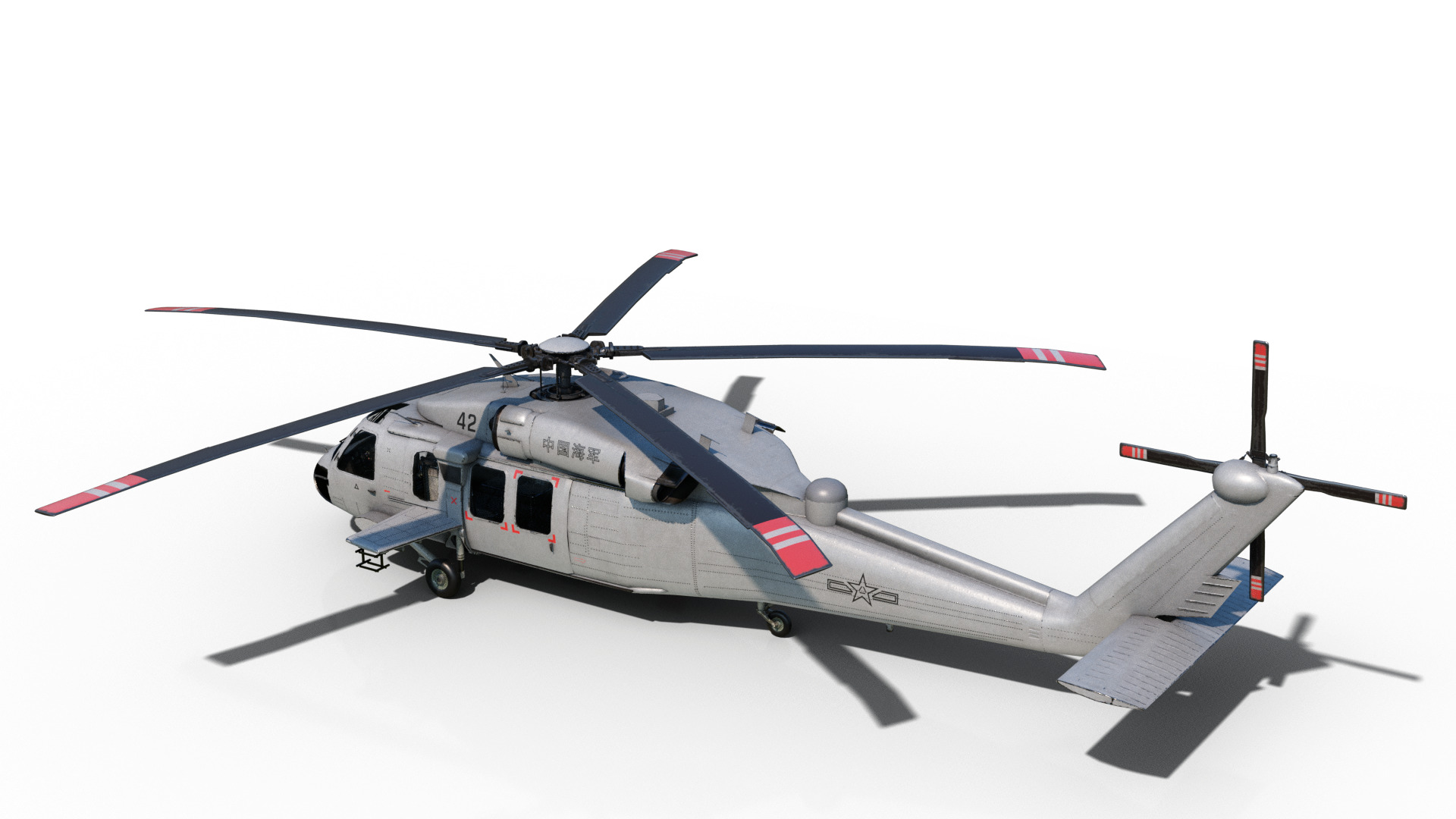 PBR Chinese Z-20 armed helicopter Z20 Low-poly 3D model_9