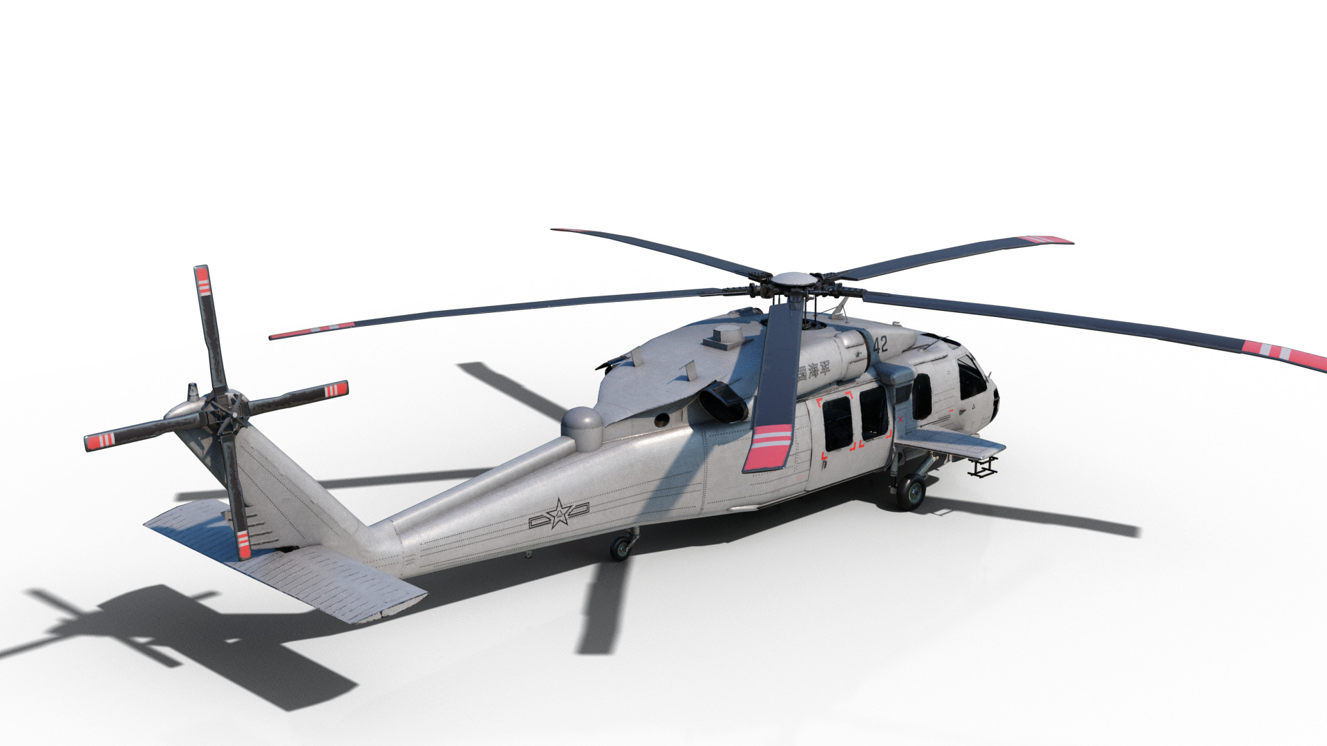 PBR Chinese Z-20 armed helicopter Z20 Low-poly 3D model_13