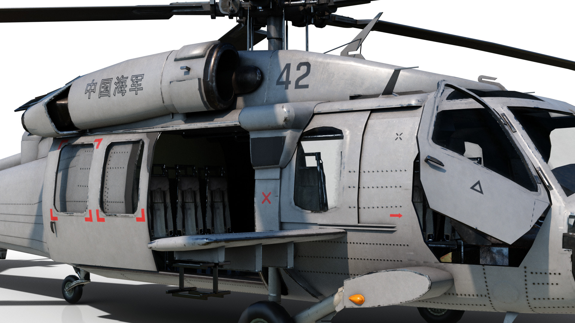 PBR Chinese Z-20 armed helicopter Z20 Low-poly 3D model_23