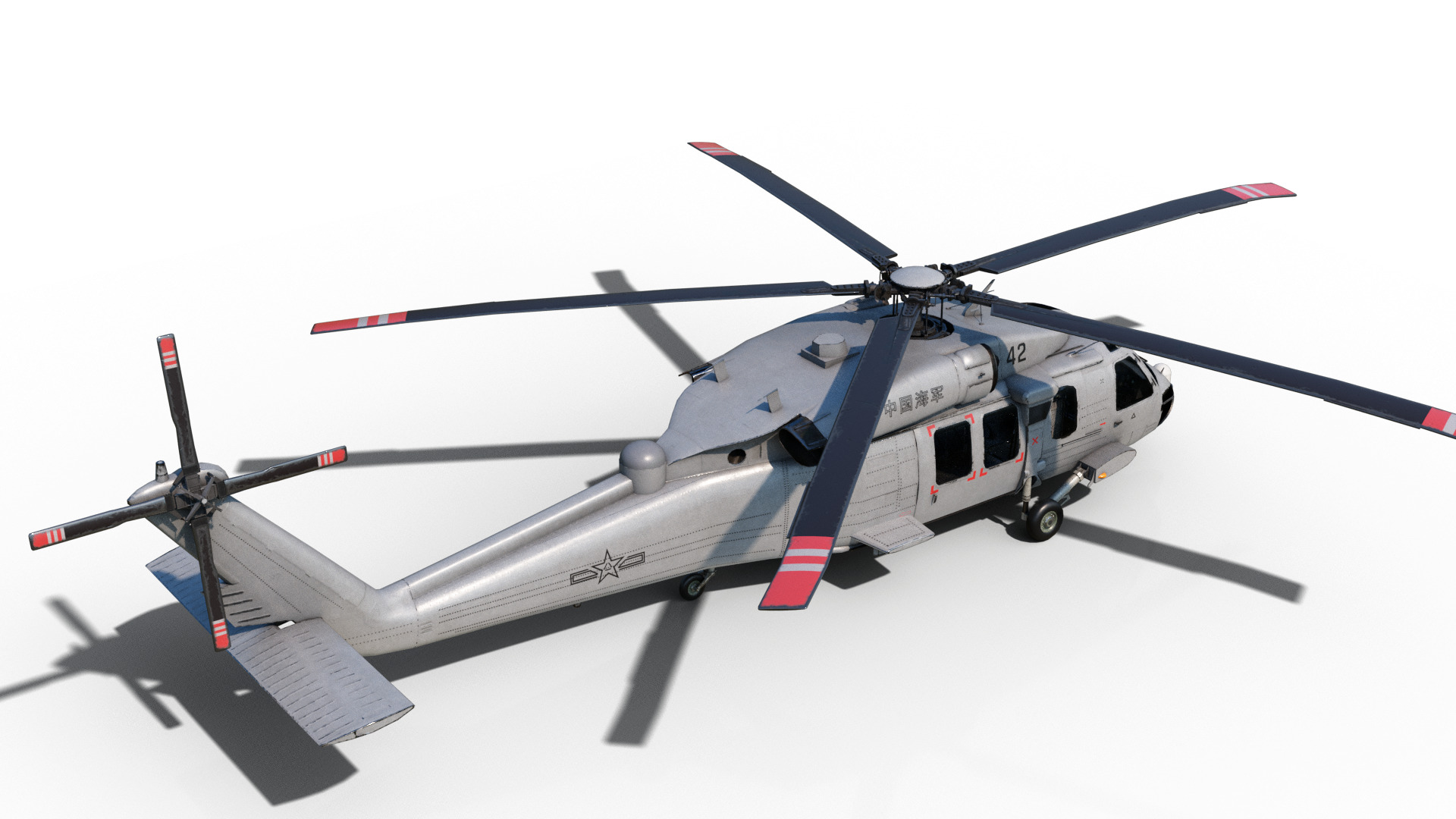 PBR Chinese Z-20 armed helicopter Z20 Low-poly 3D model_10