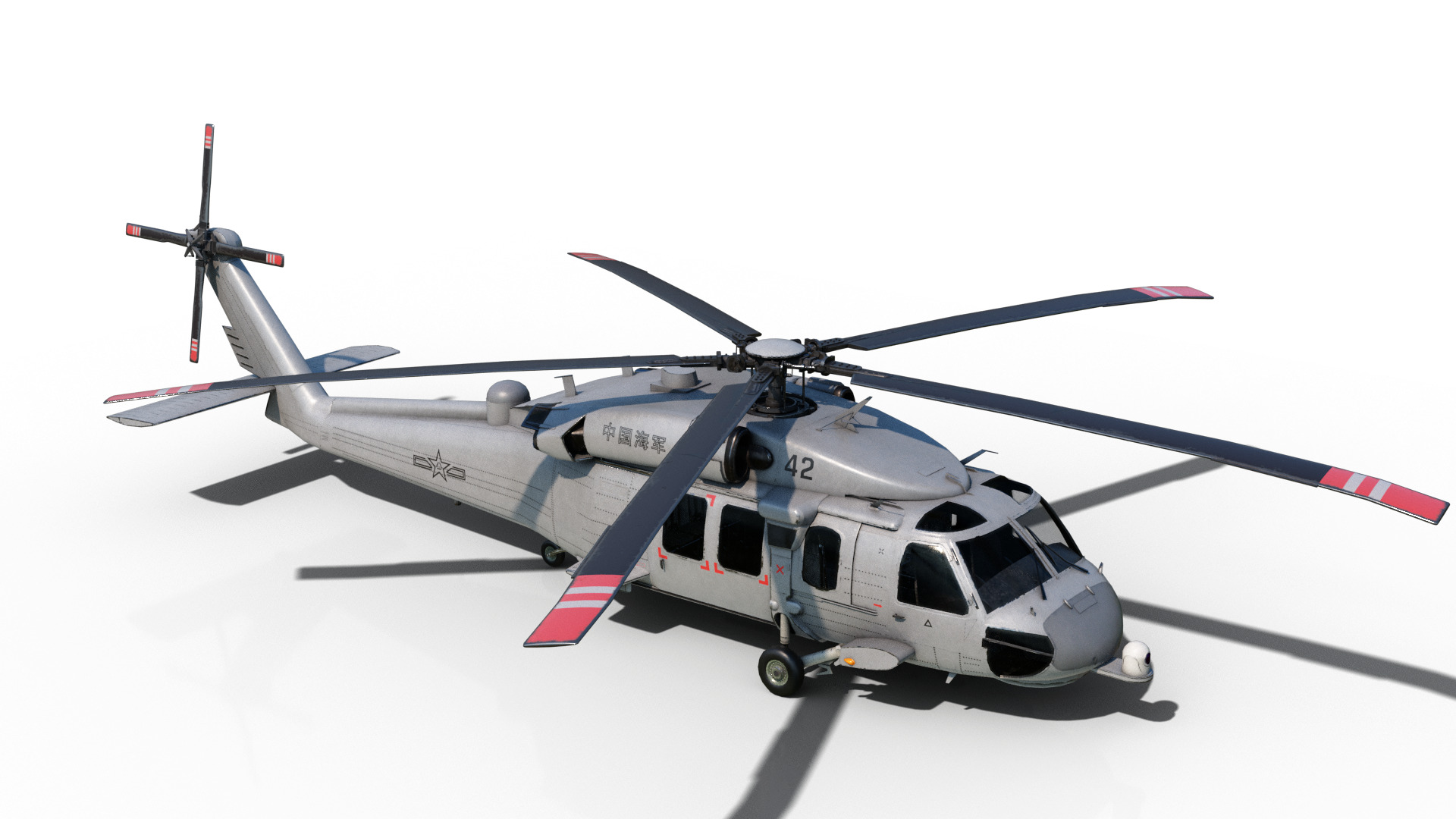 PBR Chinese Z-20 armed helicopter Z20 Low-poly 3D model_5