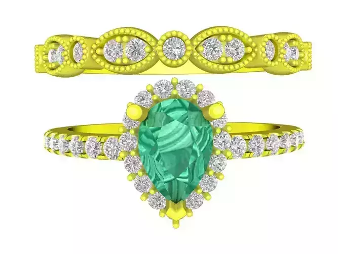 7022 Korean Fashion Diamond Pear Ring