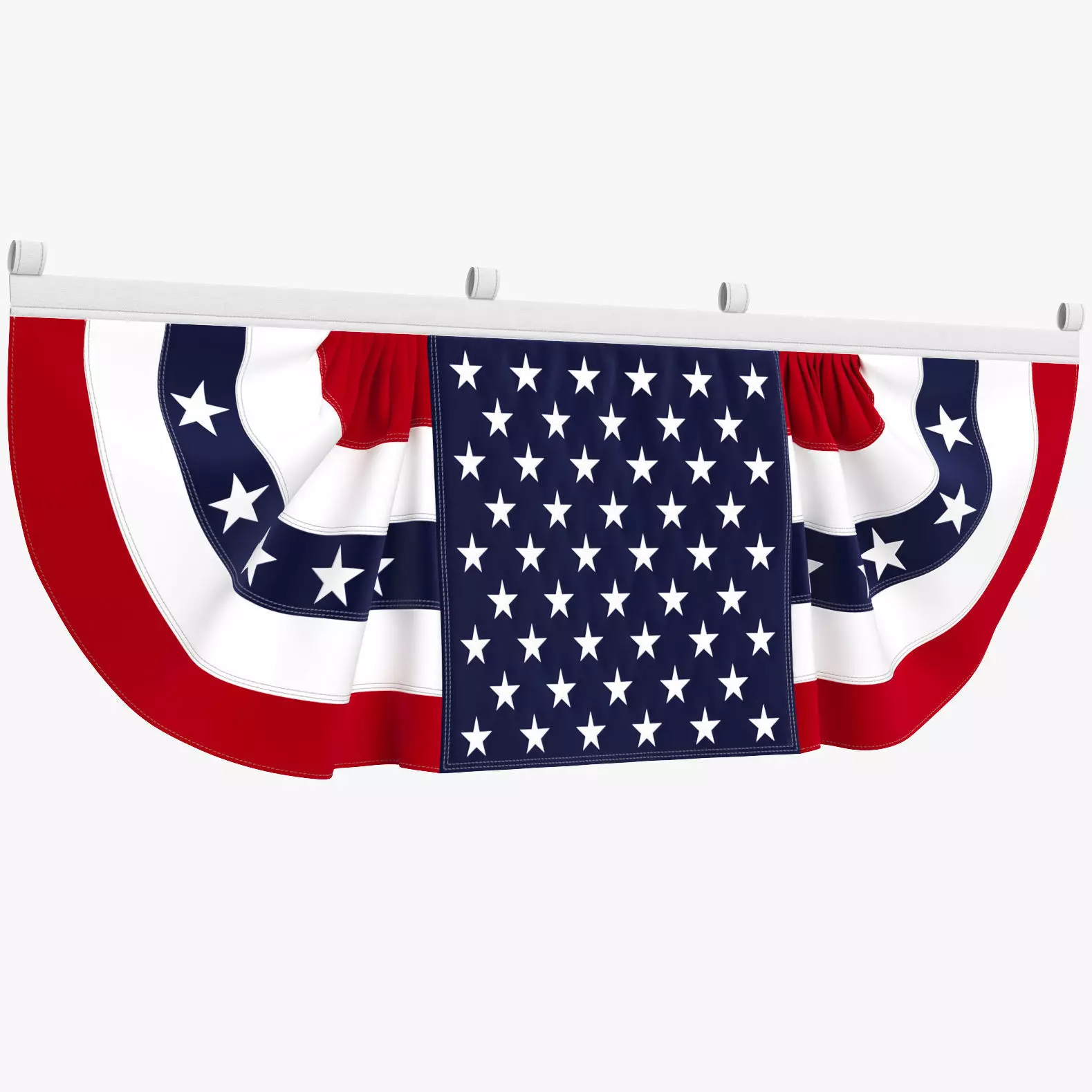 American Flag Bunting Banner 3D model_0