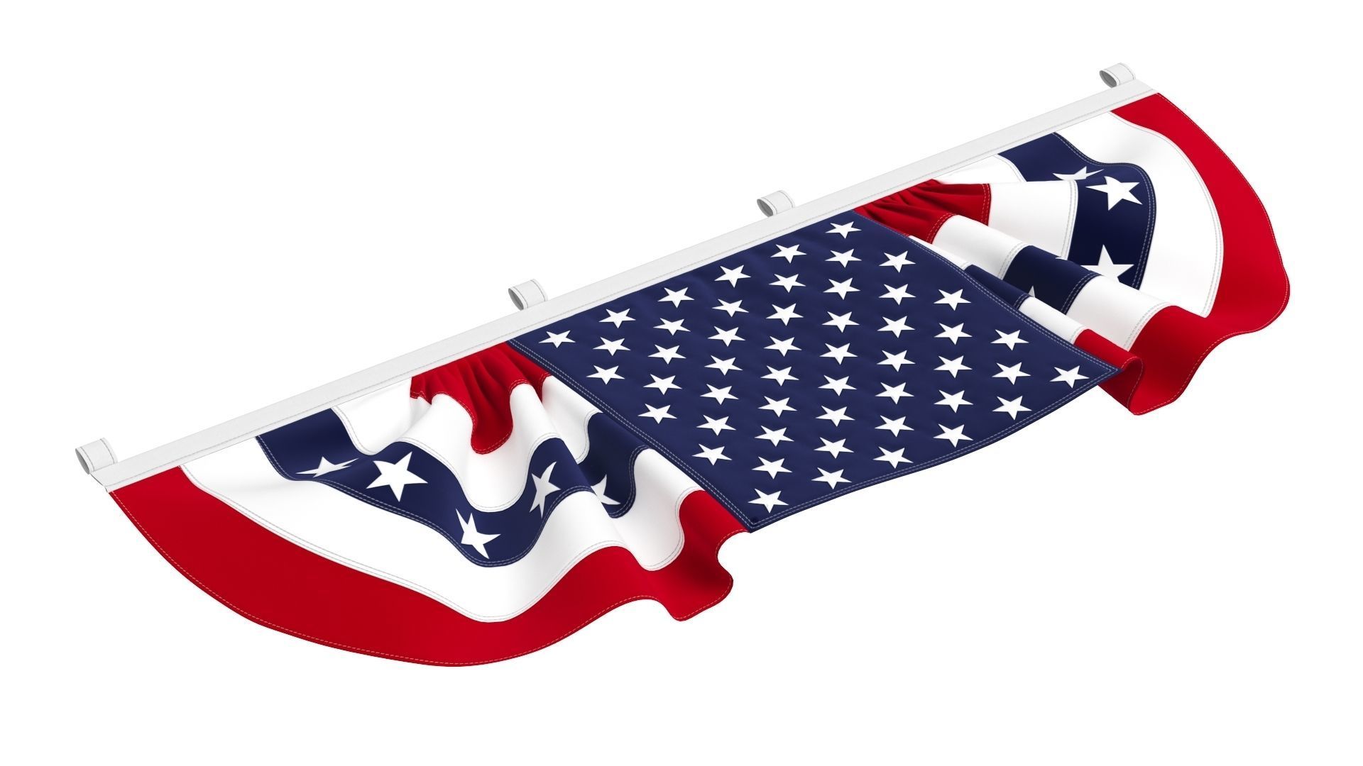 American Flag Bunting Banner 3D model_2
