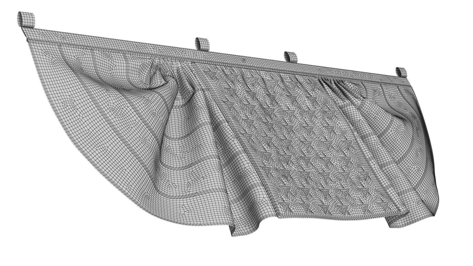 American Flag Bunting Banner 3D model_12