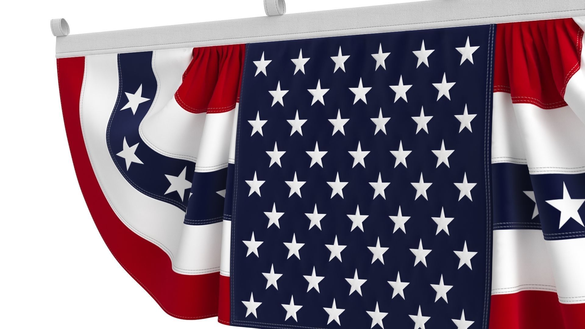American Flag Bunting Banner 3D model_4