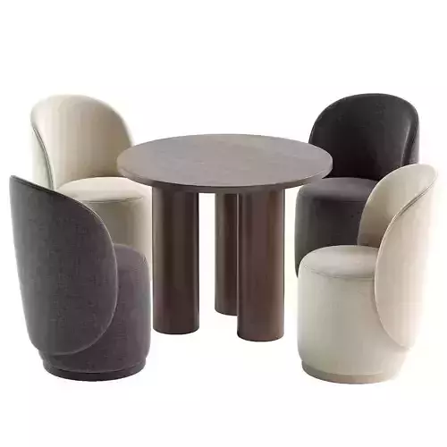 Upholstered velvet chair Zeyno and Colette round table