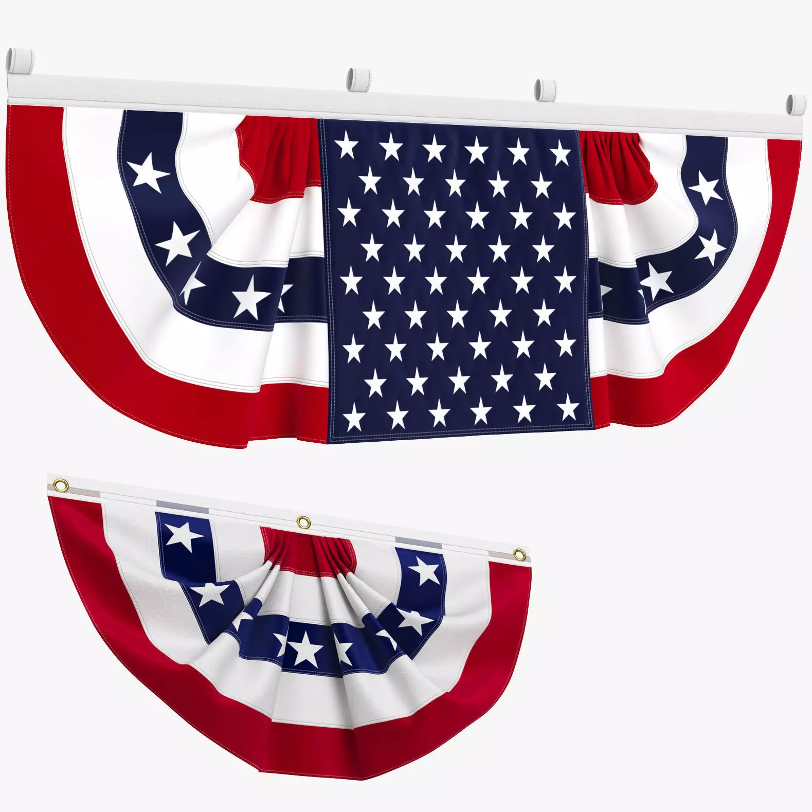 American Flag Bunting Banner Set 3D model_0