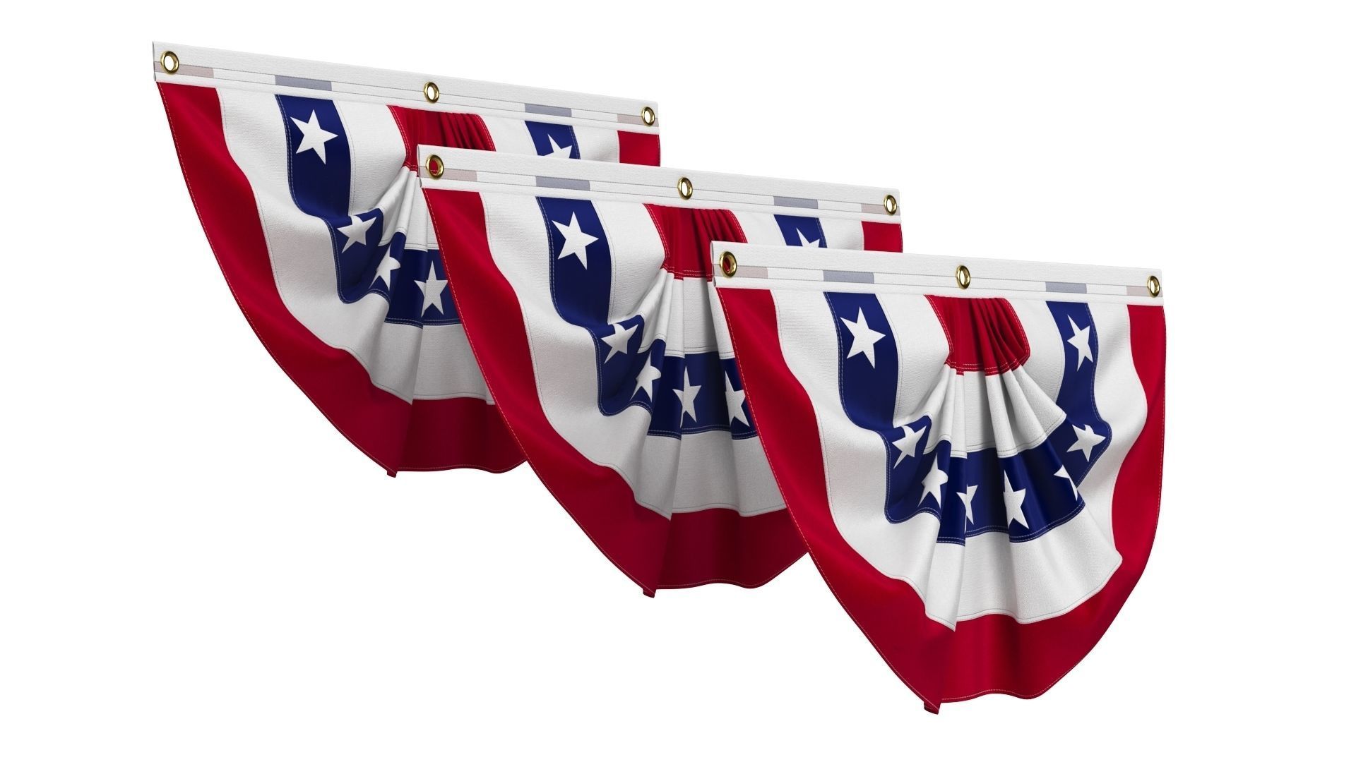 American Flag Bunting Banner Set 3D model_13