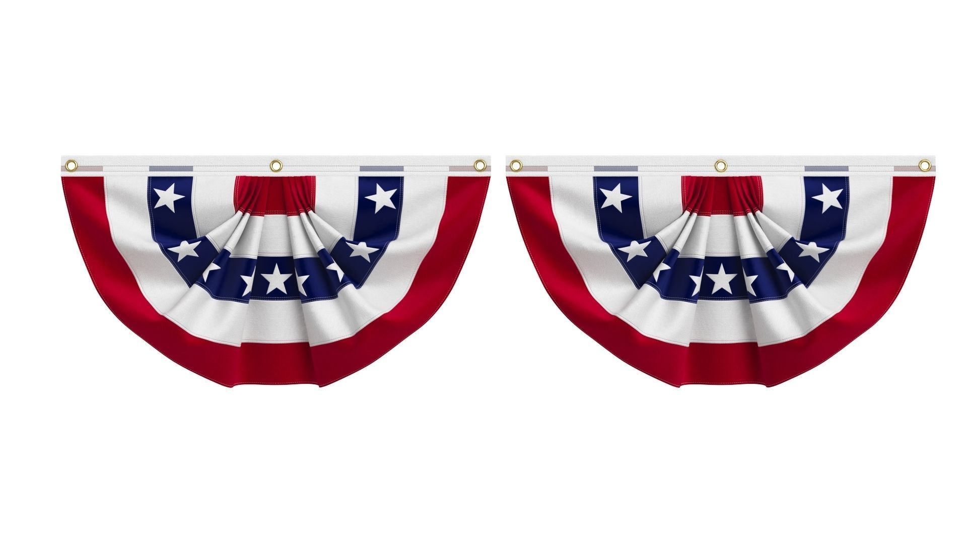 American Flag Bunting Banner Set 3D model_9