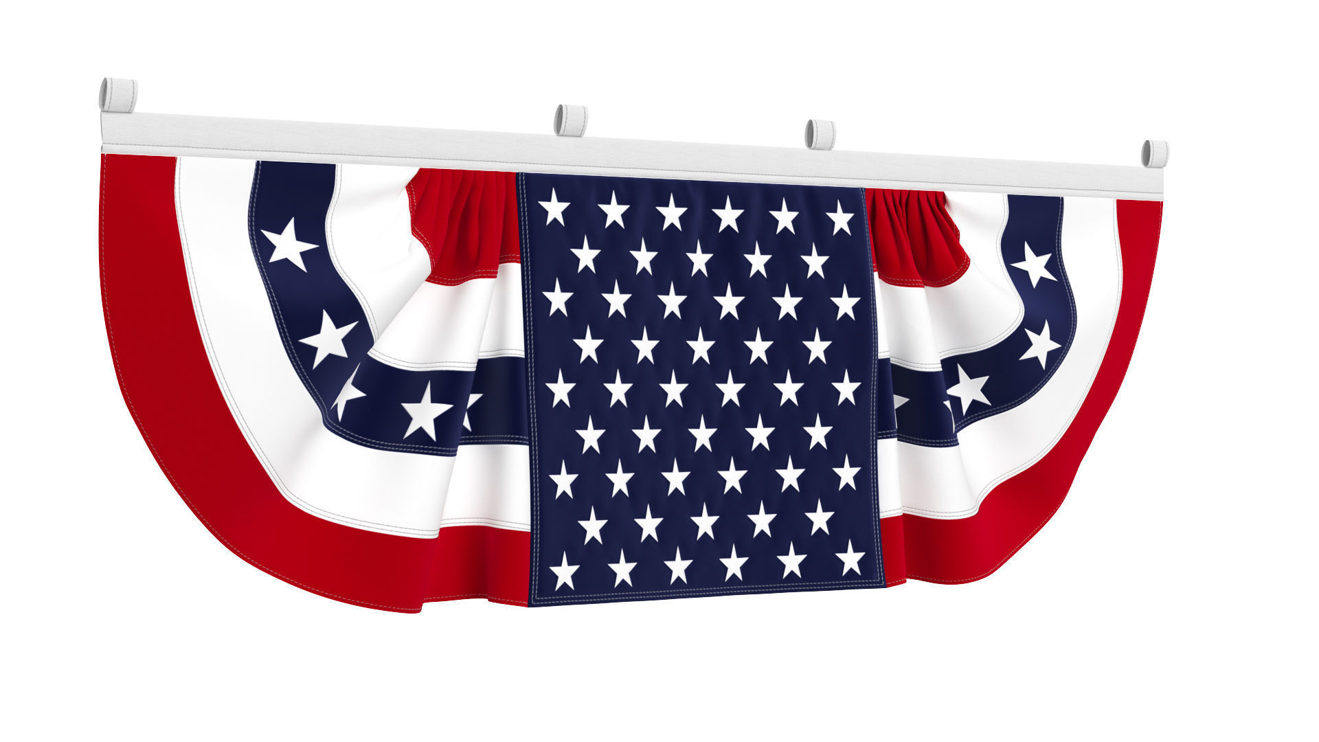 American Flag Bunting Banner Set 3D model_2