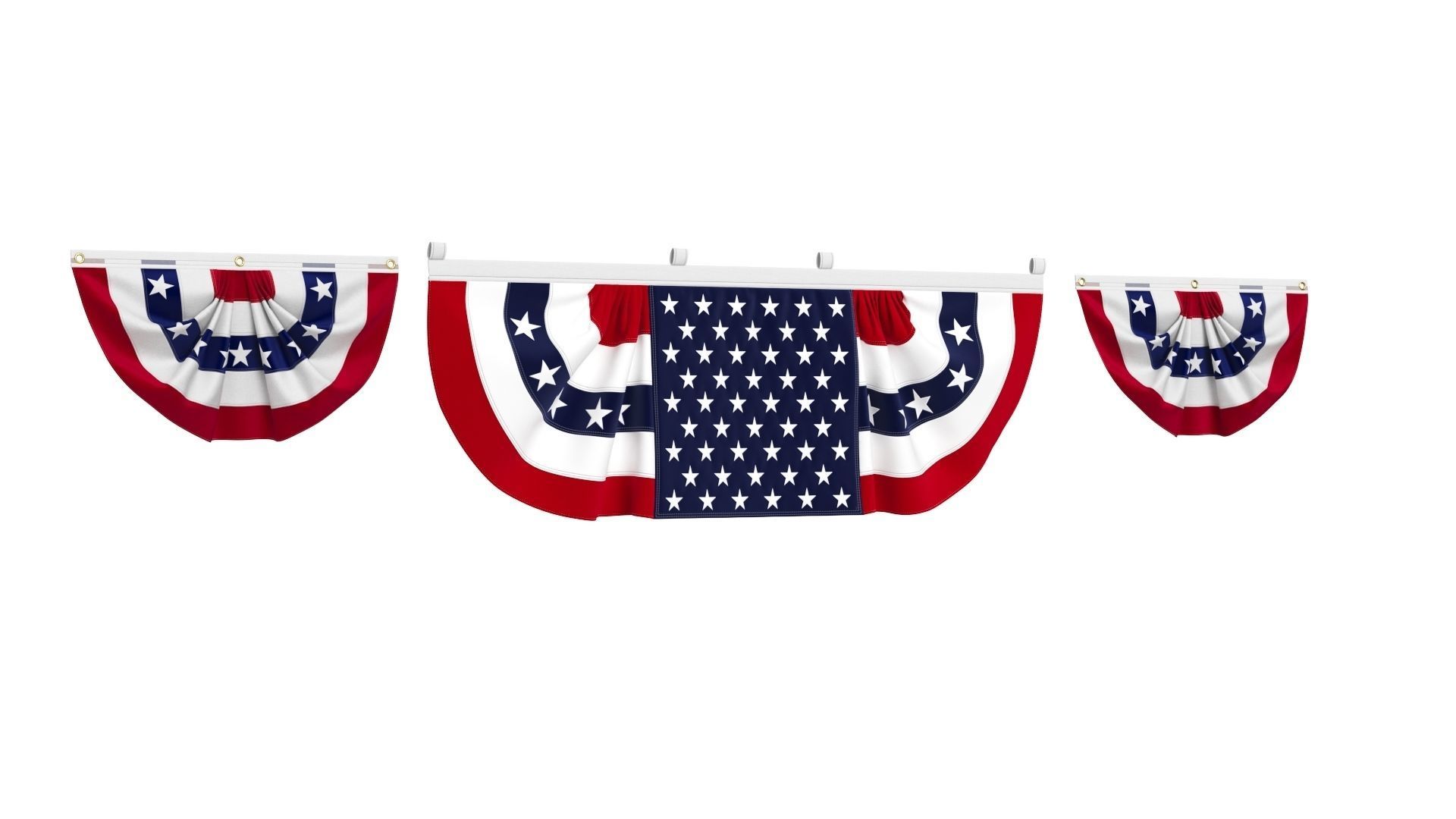 American Flag Bunting Banner Set 3D model_1