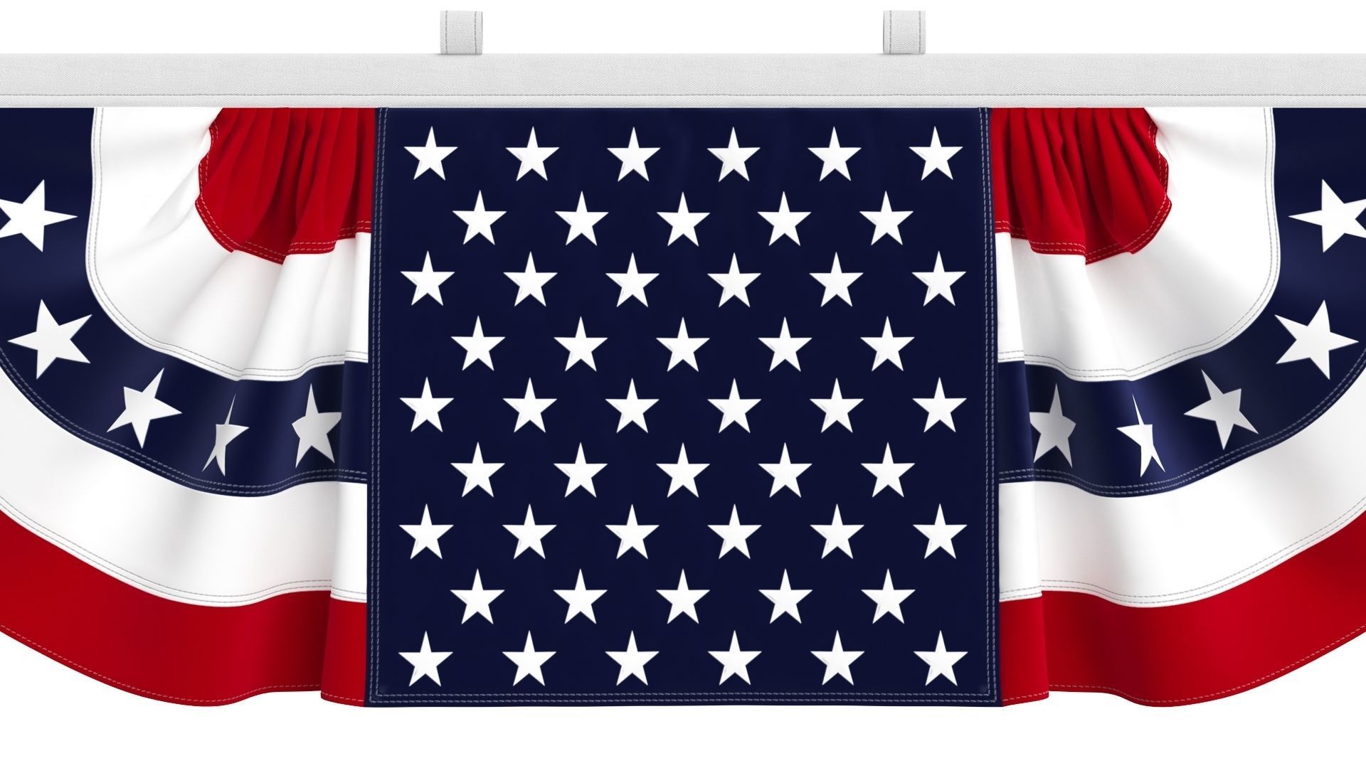 American Flag Bunting Banner Set 3D model_12