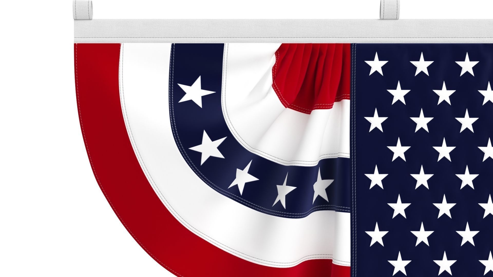 American Flag Bunting Banner Set 3D model_7