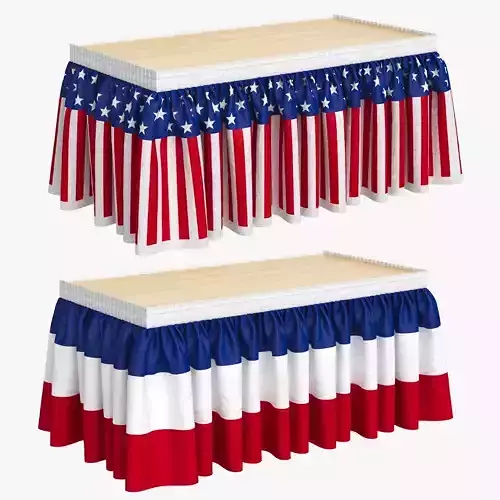 American Flag Patriotic Table Skirt Set