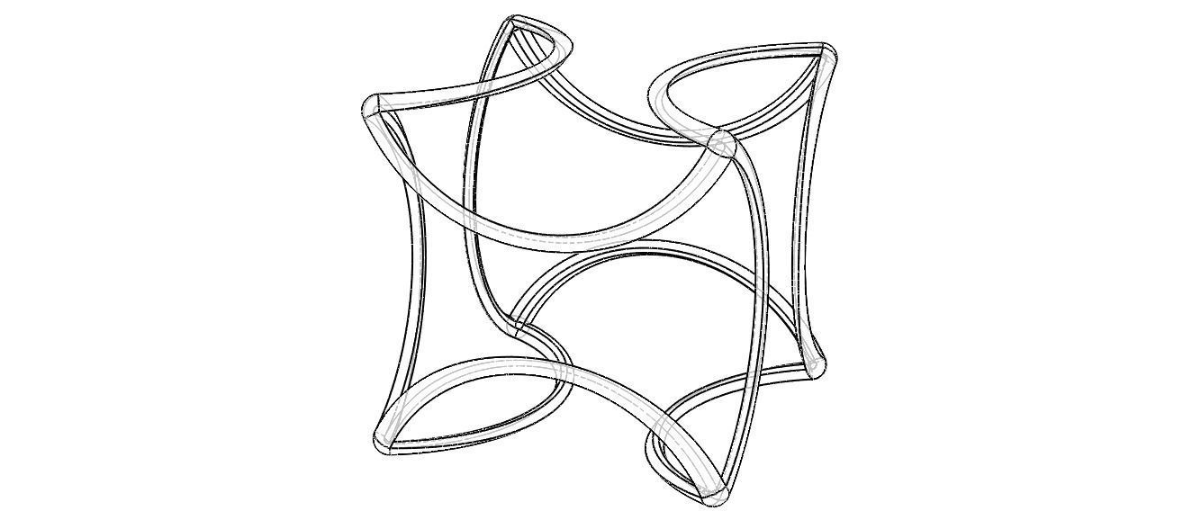 Wireframe Shape Geometric Twisted Cube 3D print model_3