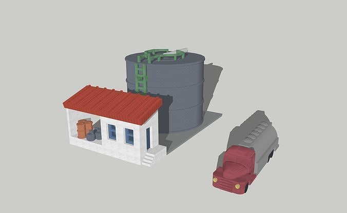 Fuel Tank Set With Truck by Outland Models Low-poly 3D model