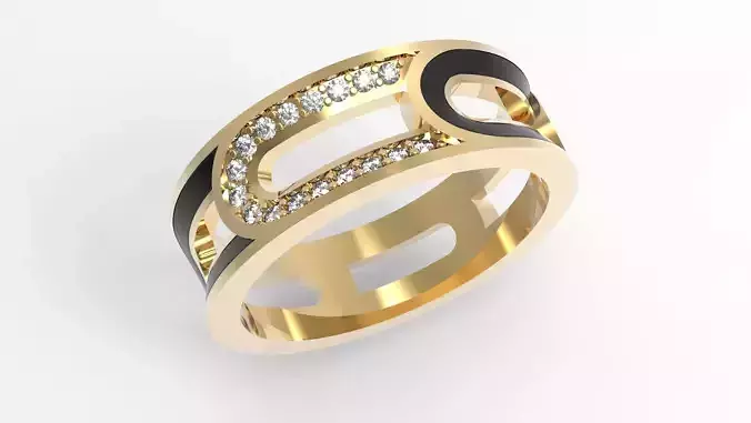  Layered  Paved and Enamaled Eternity Ring